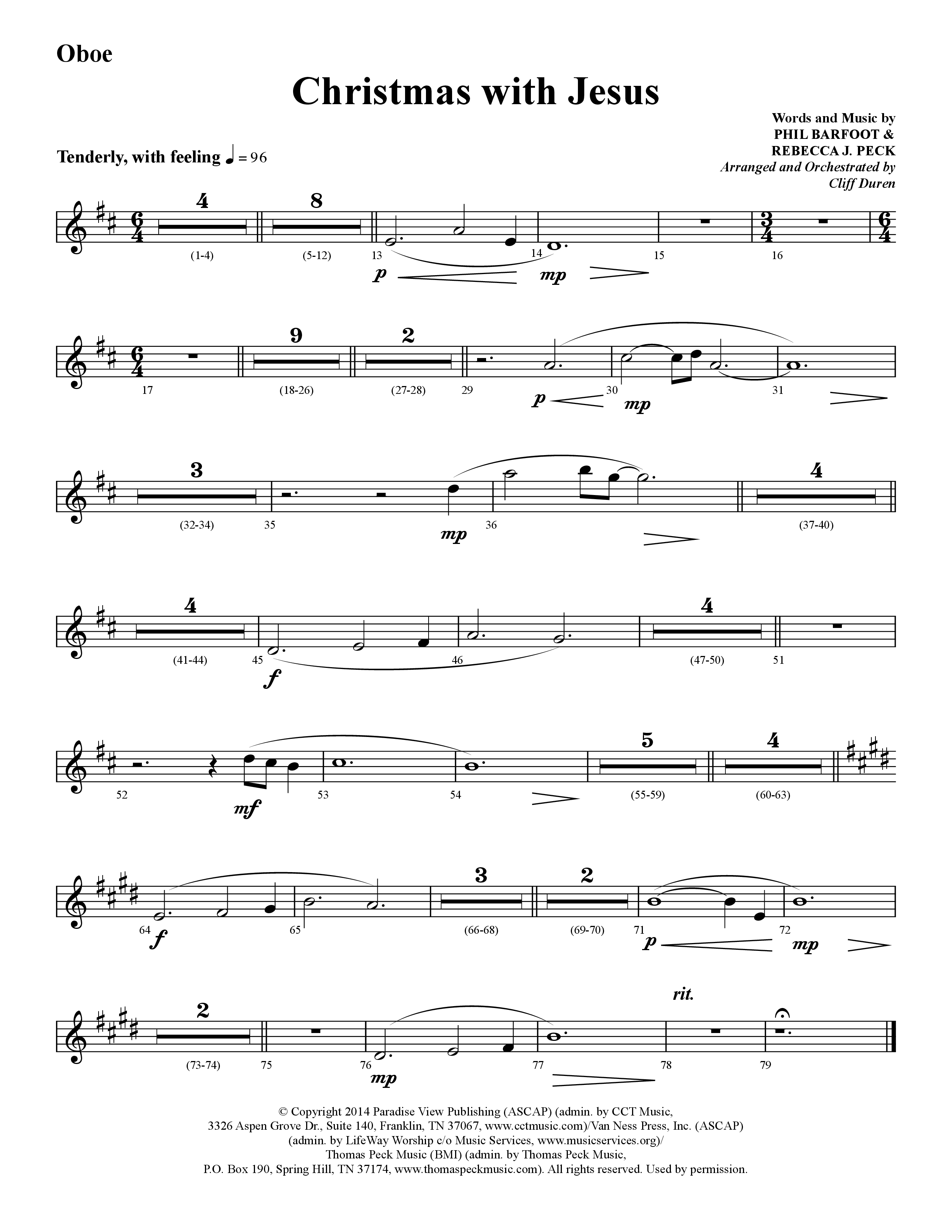 Christmas With Jesus (Choral Anthem SATB) Oboe (Lifeway Choral / Arr. Cliff Duren)