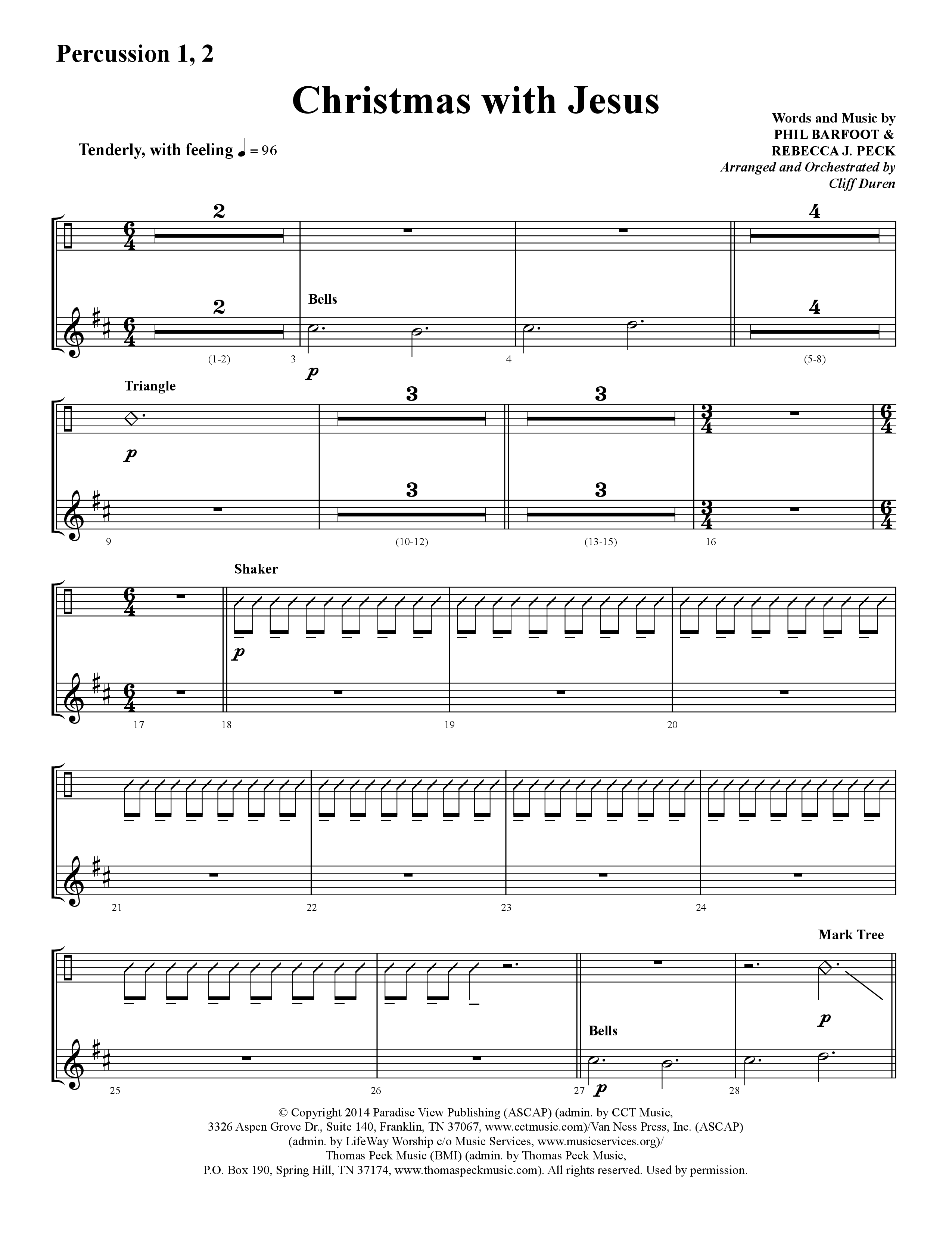 Christmas With Jesus (Choral Anthem SATB) Percussion 1/2 (Lifeway Choral / Arr. Cliff Duren)