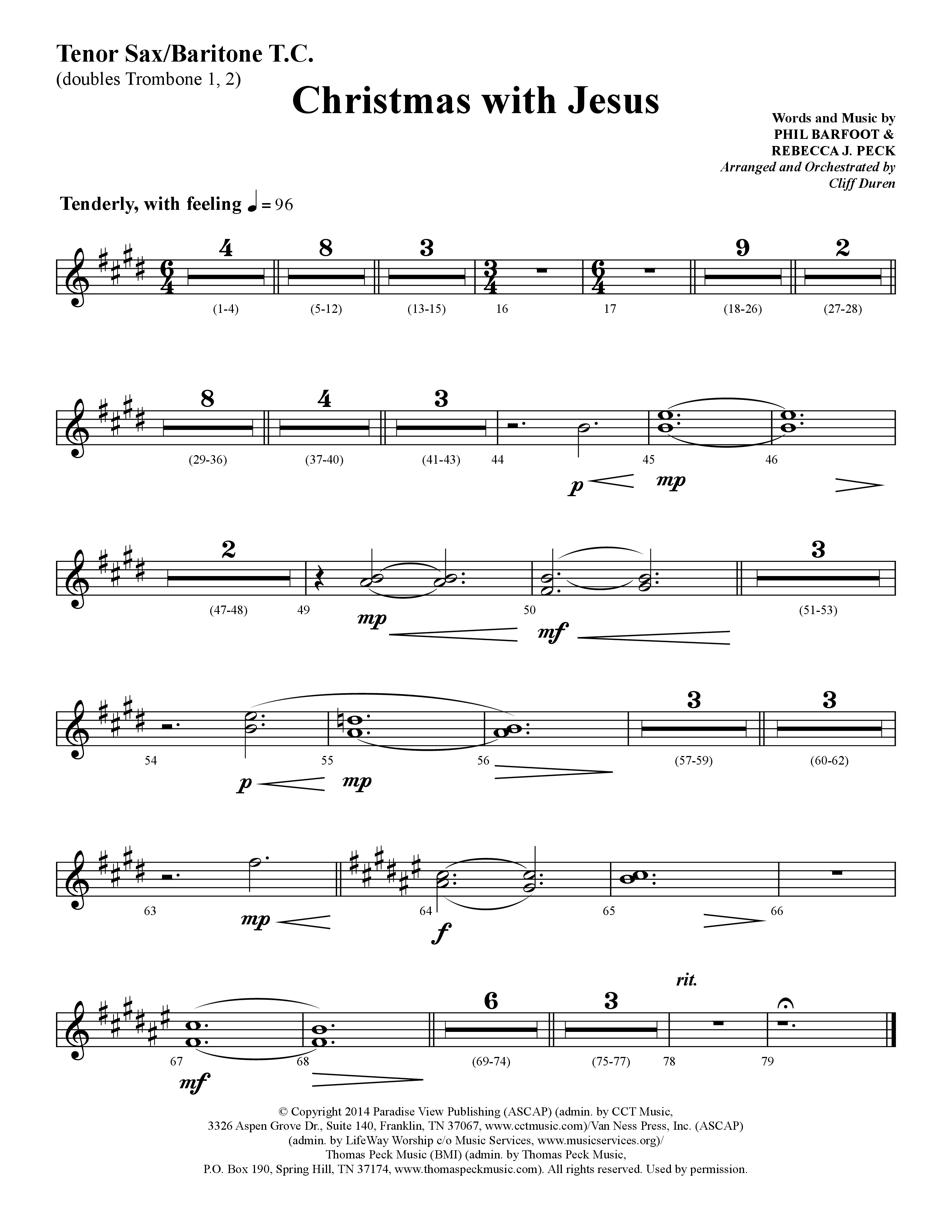 Christmas With Jesus (Choral Anthem SATB) Tenor Sax/Baritone T.C. (Lifeway Choral / Arr. Cliff Duren)