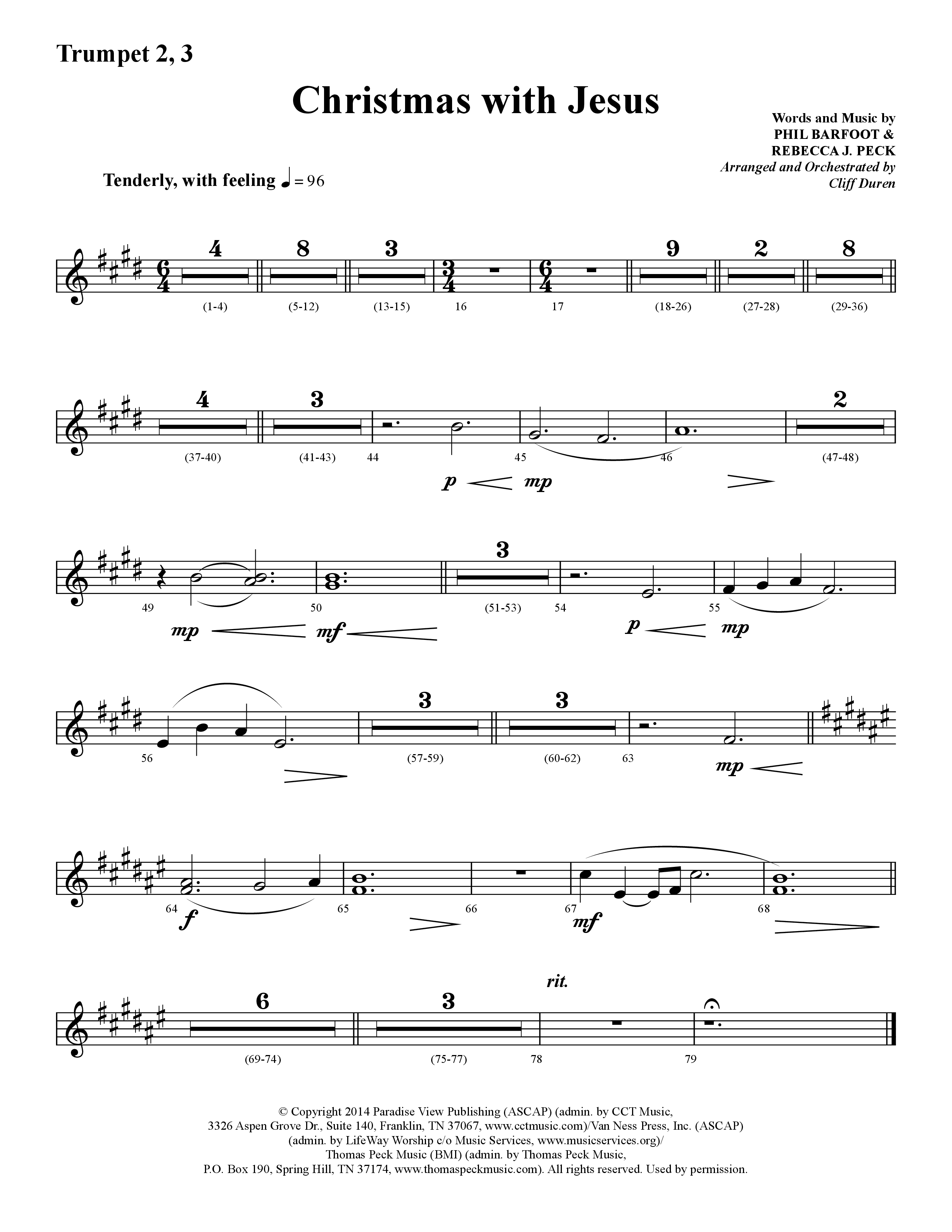 Christmas With Jesus (Choral Anthem SATB) Trumpet 2/3 (Lifeway Choral / Arr. Cliff Duren)
