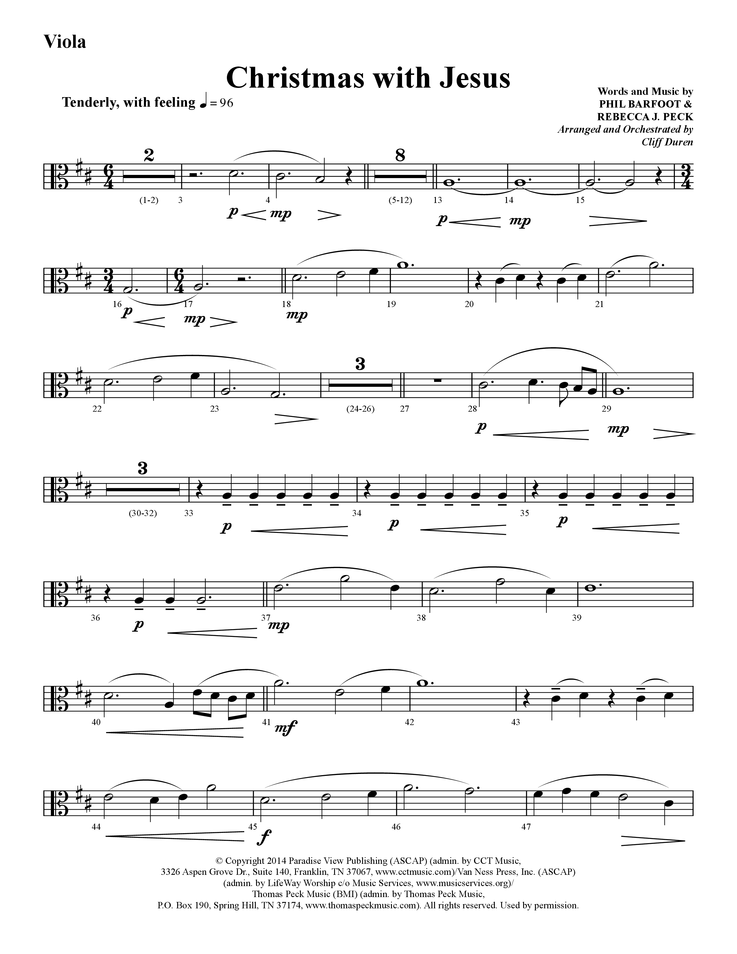 Christmas With Jesus (Choral Anthem SATB) Viola (Lifeway Choral / Arr. Cliff Duren)