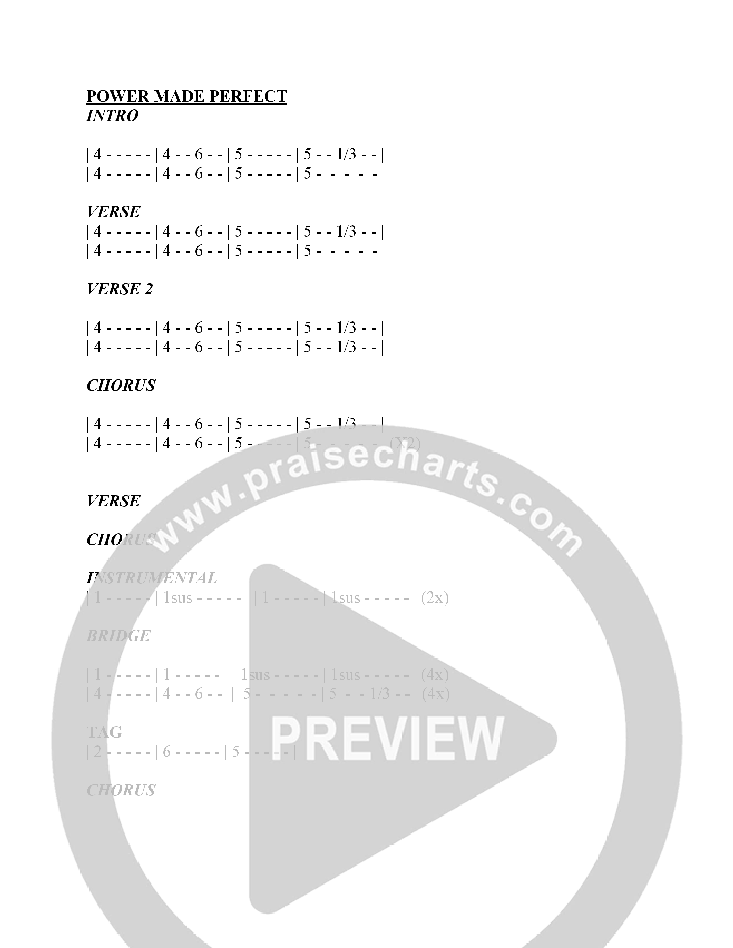 Power Made Perfect Chord Chart (Covenant Worship)