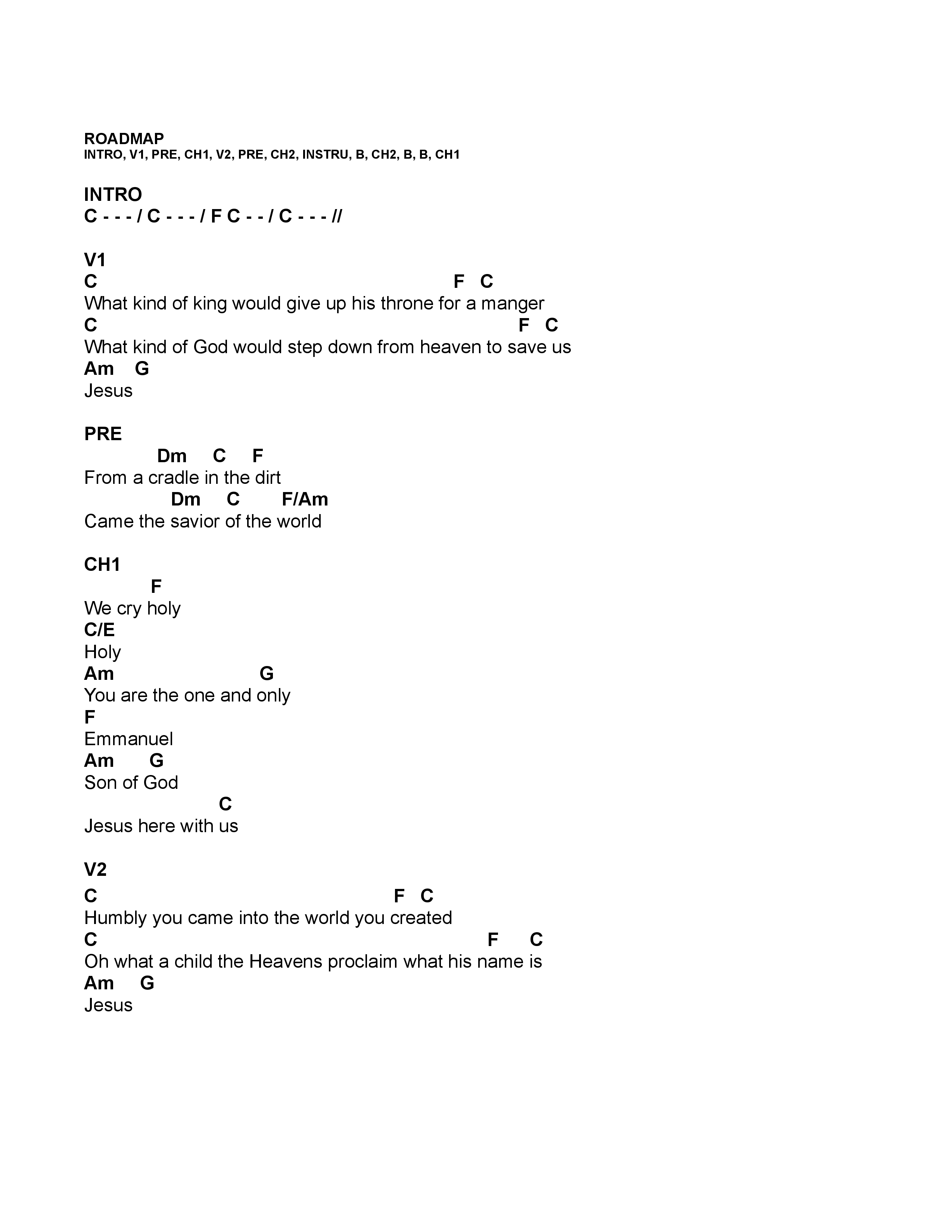 Jesus Here With Us Chord Chart (Canyon Hills Worship)