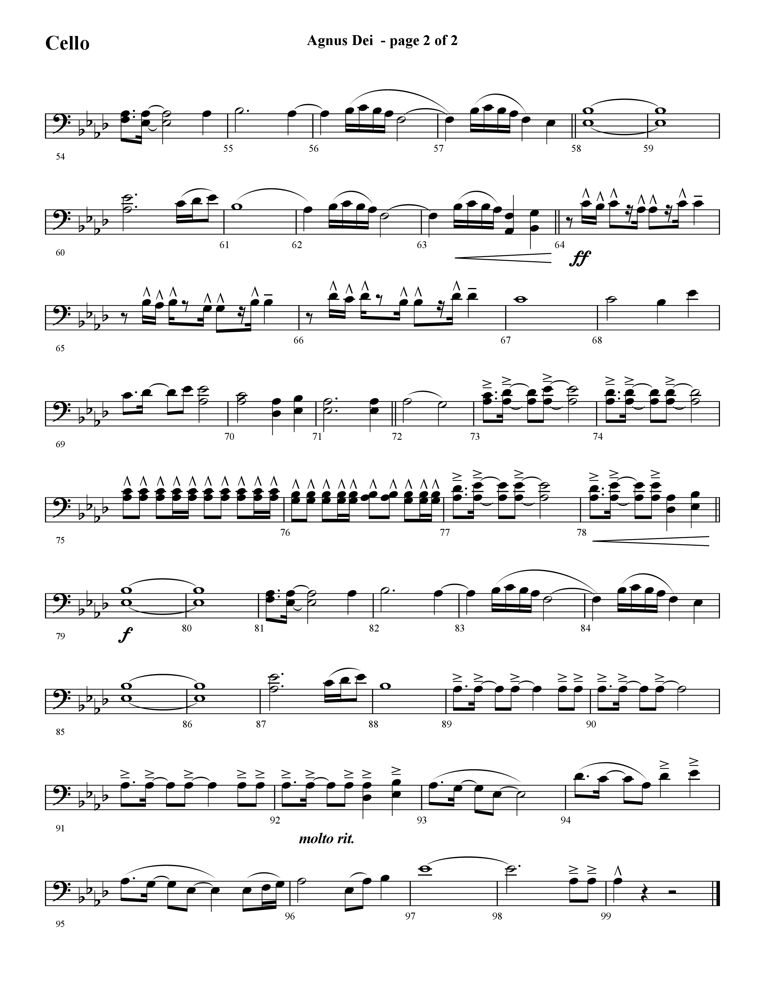 Agnus Dei (with O Holy Night) (Choral Anthem SATB) Cello (Lifeway Choral / Arr. Cliff Duren)