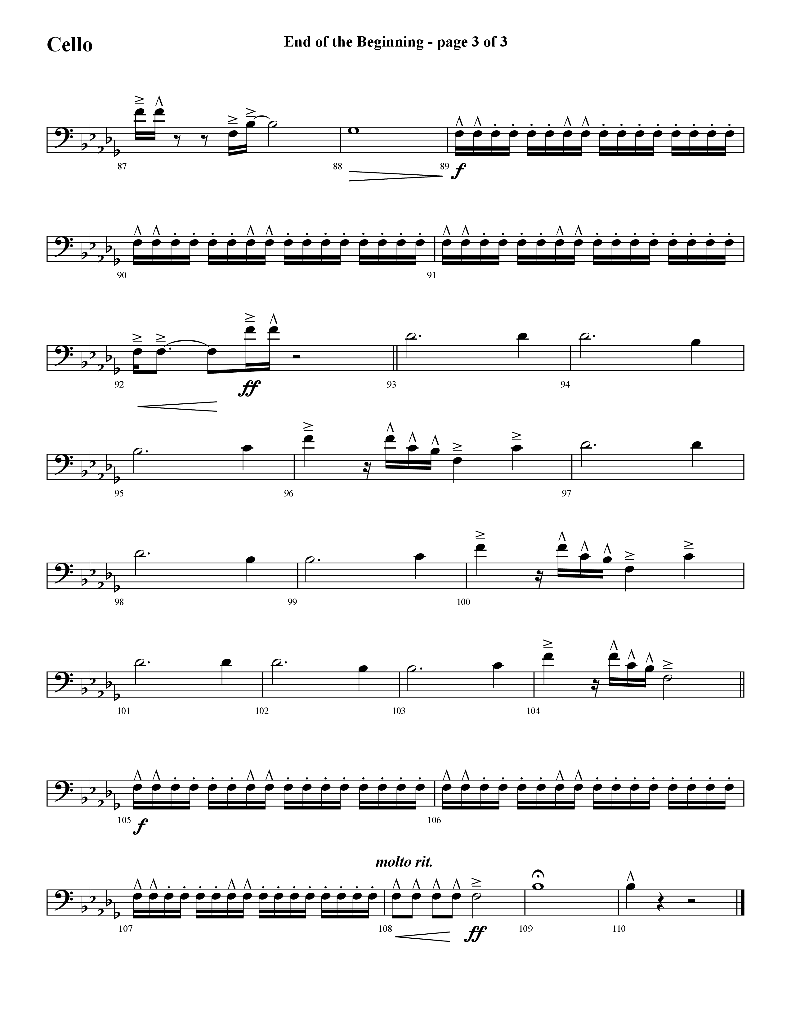 End Of The Beginning (Choral Anthem SATB) Cello (Lifeway Choral / Arr. Cliff Duren)