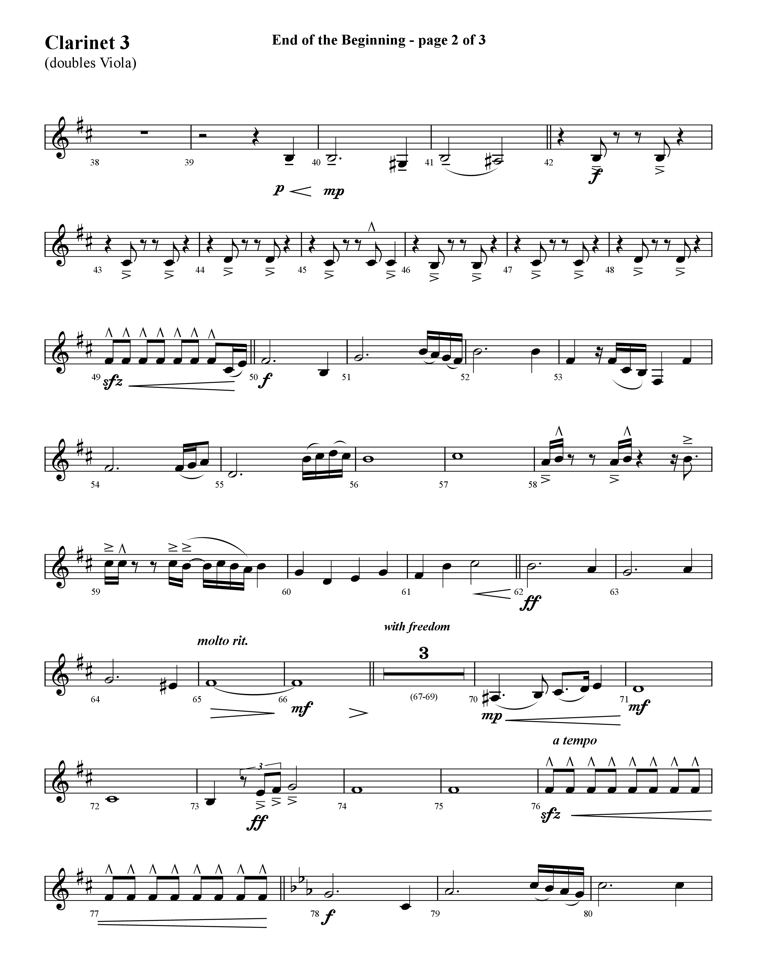 End Of The Beginning (Choral Anthem SATB) Clarinet 3 (Lifeway Choral / Arr. Cliff Duren)