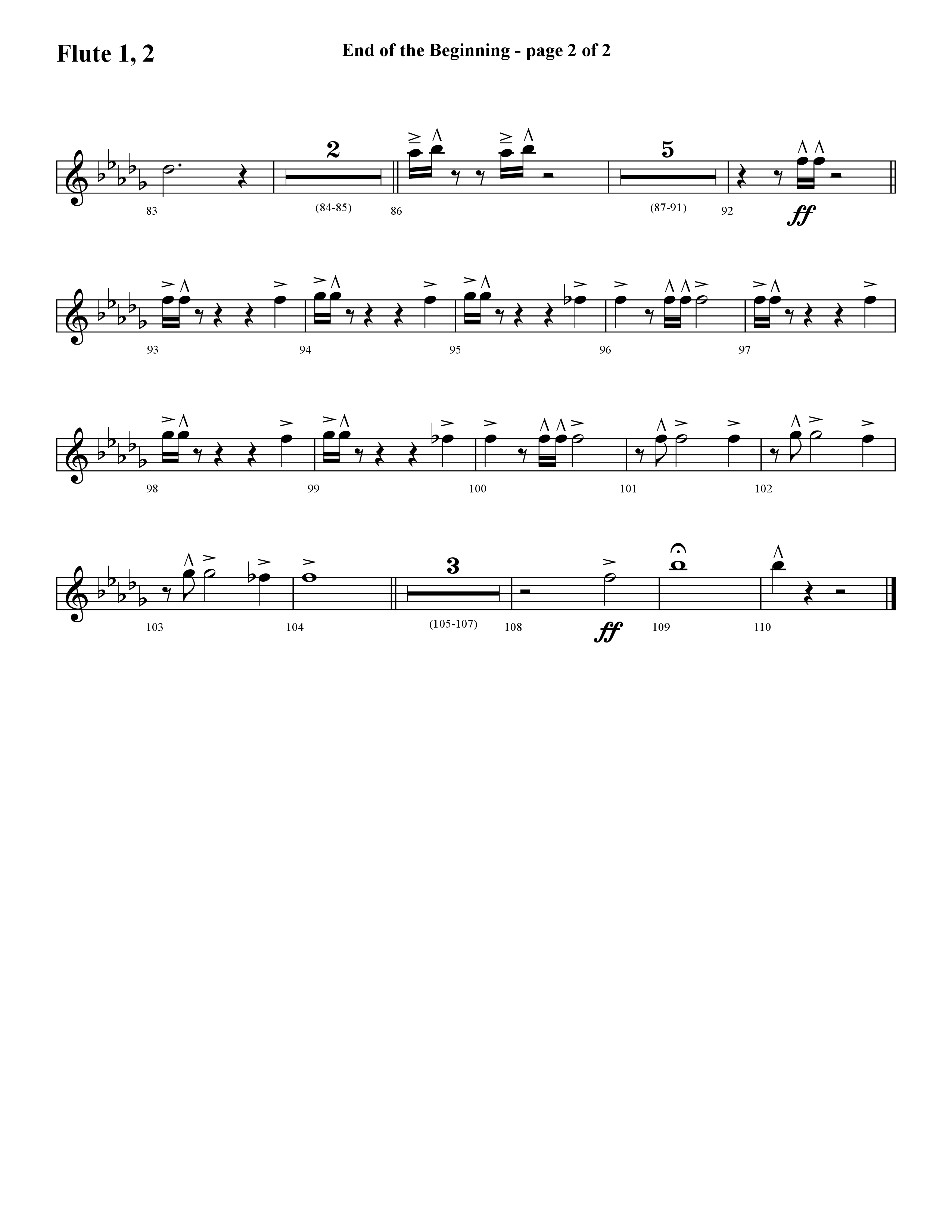 End Of The Beginning (Choral Anthem SATB) Flute 1/2 (Lifeway Choral / Arr. Cliff Duren)