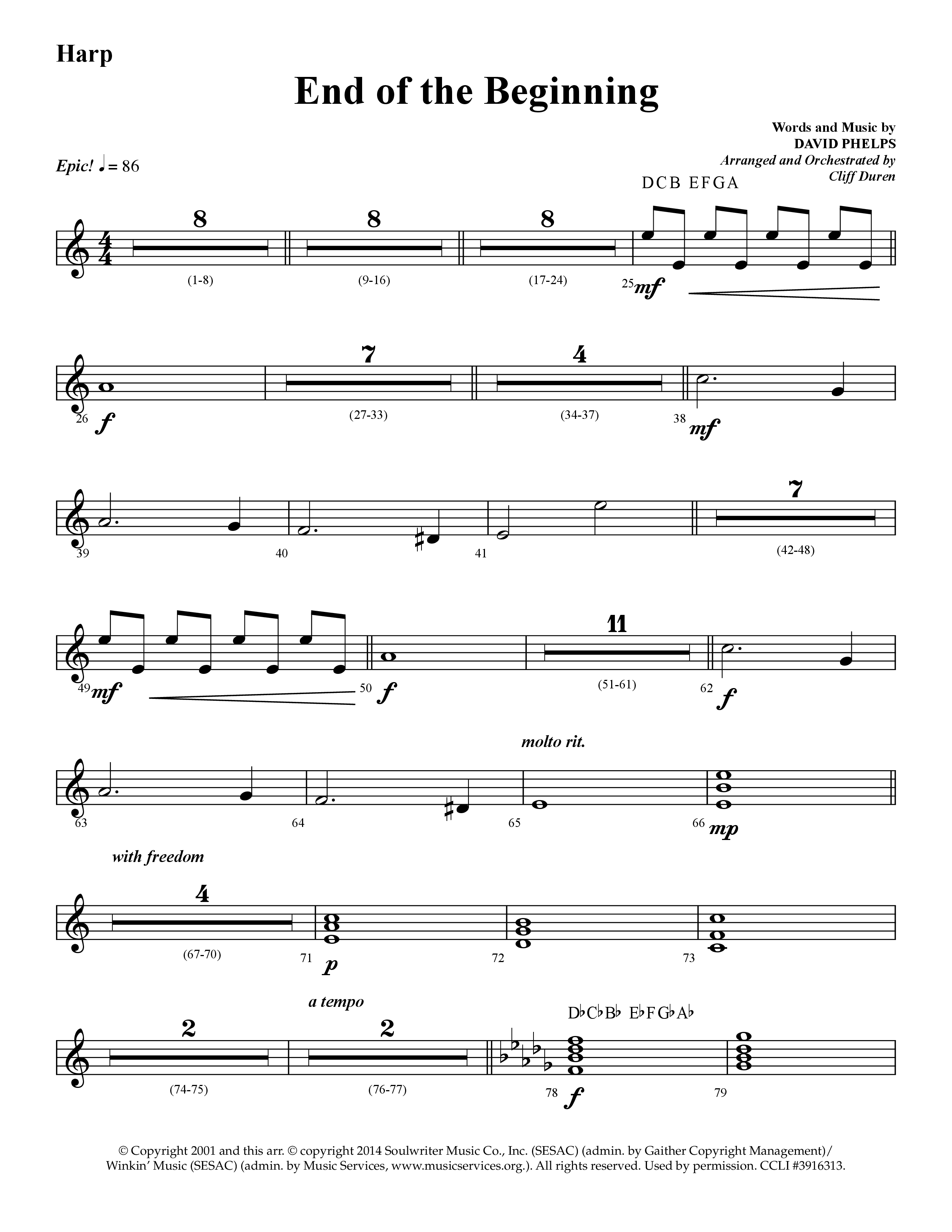 End Of The Beginning (Choral Anthem SATB) Harp (Lifeway Choral / Arr. Cliff Duren)