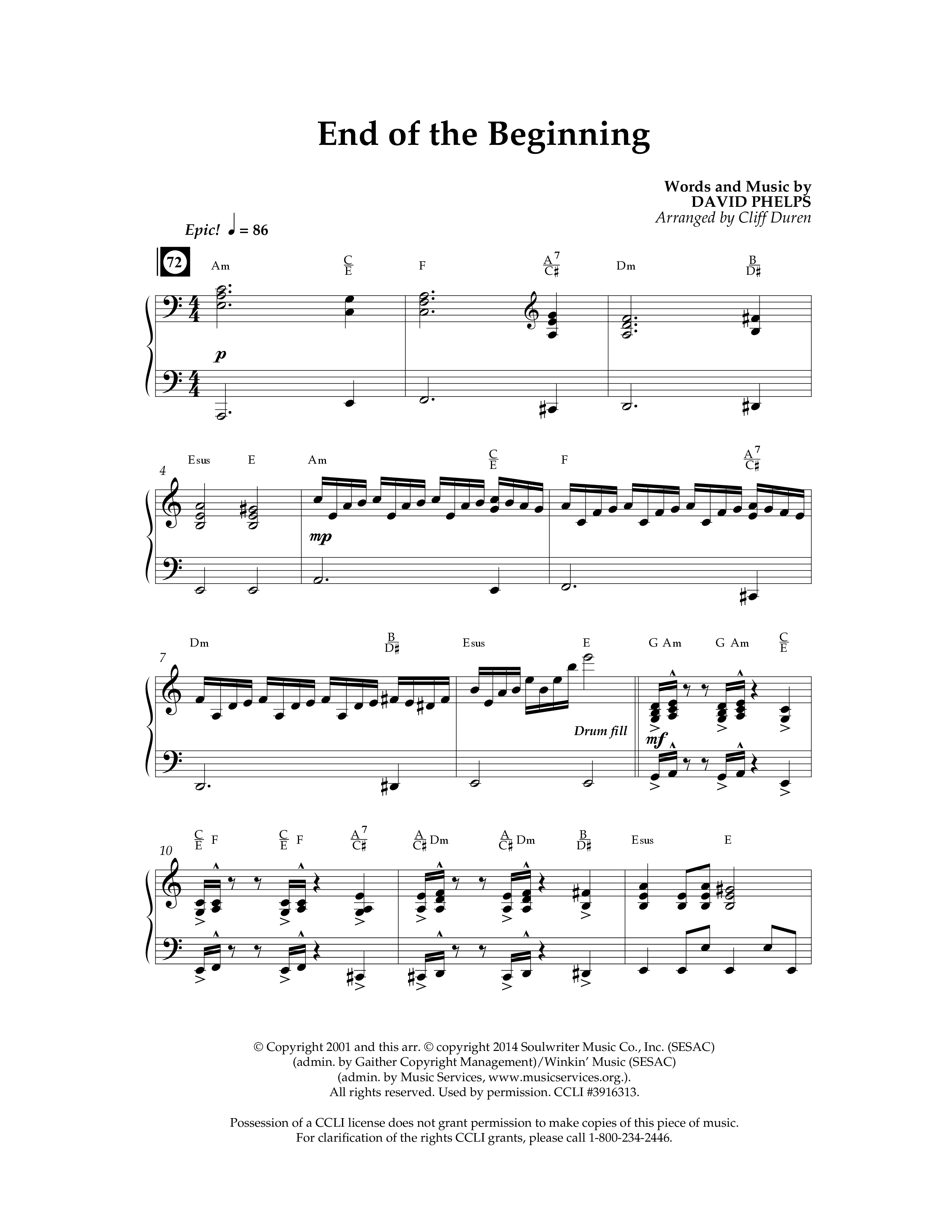 End Of The Beginning (Choral Anthem SATB) Anthem (SATB/Piano) (Lifeway Choral / Arr. Cliff Duren)