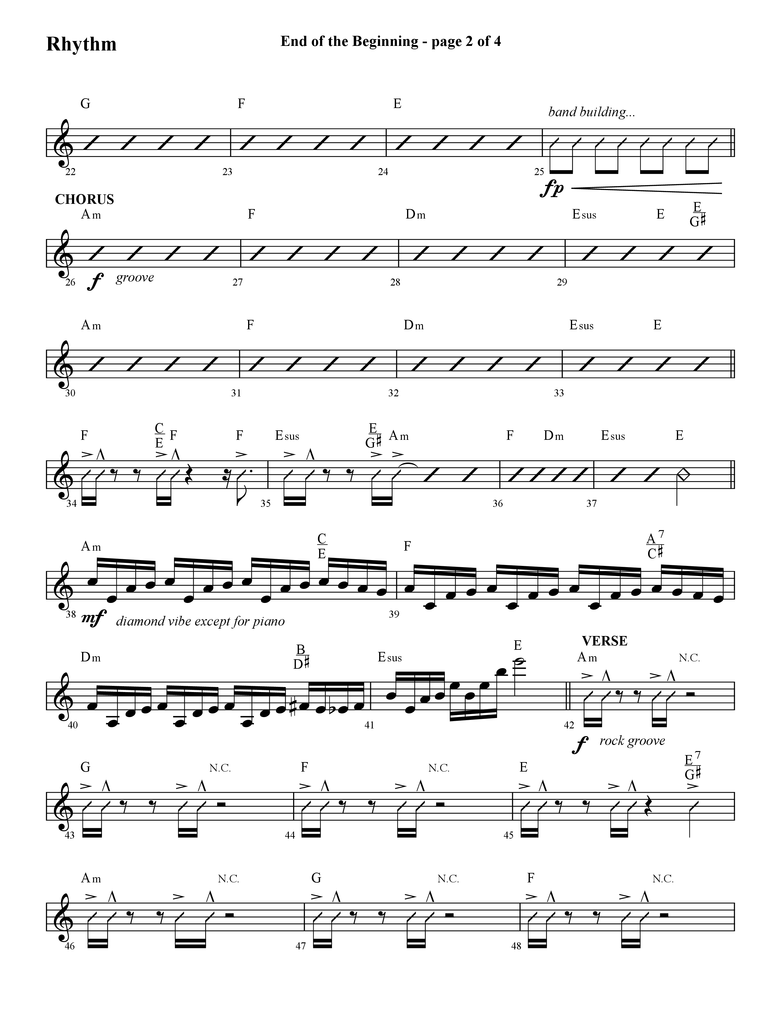 End Of The Beginning (Choral Anthem SATB) Rhythm Chart (Lifeway Choral / Arr. Cliff Duren)