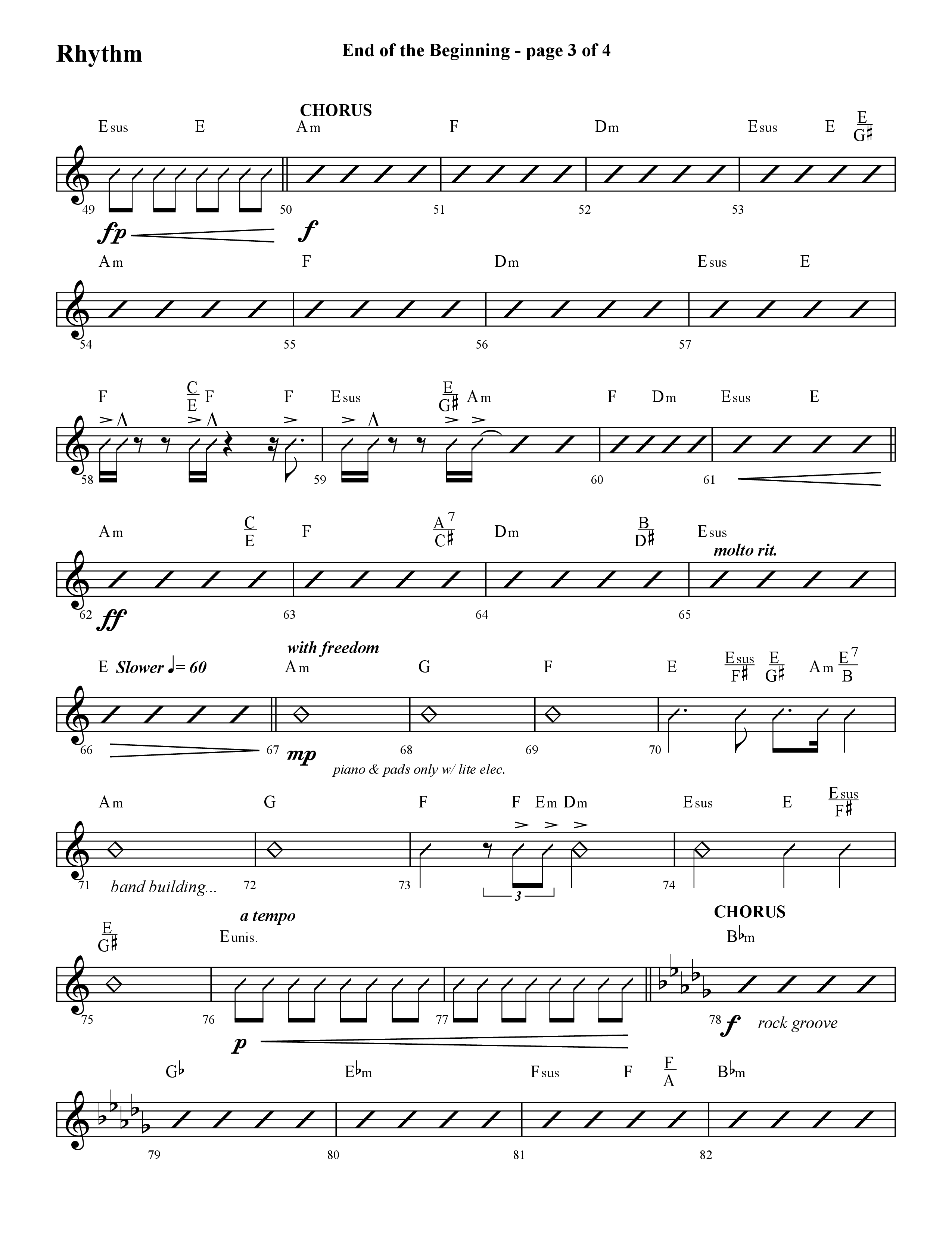 End Of The Beginning (Choral Anthem SATB) Rhythm Chart (Lifeway Choral / Arr. Cliff Duren)
