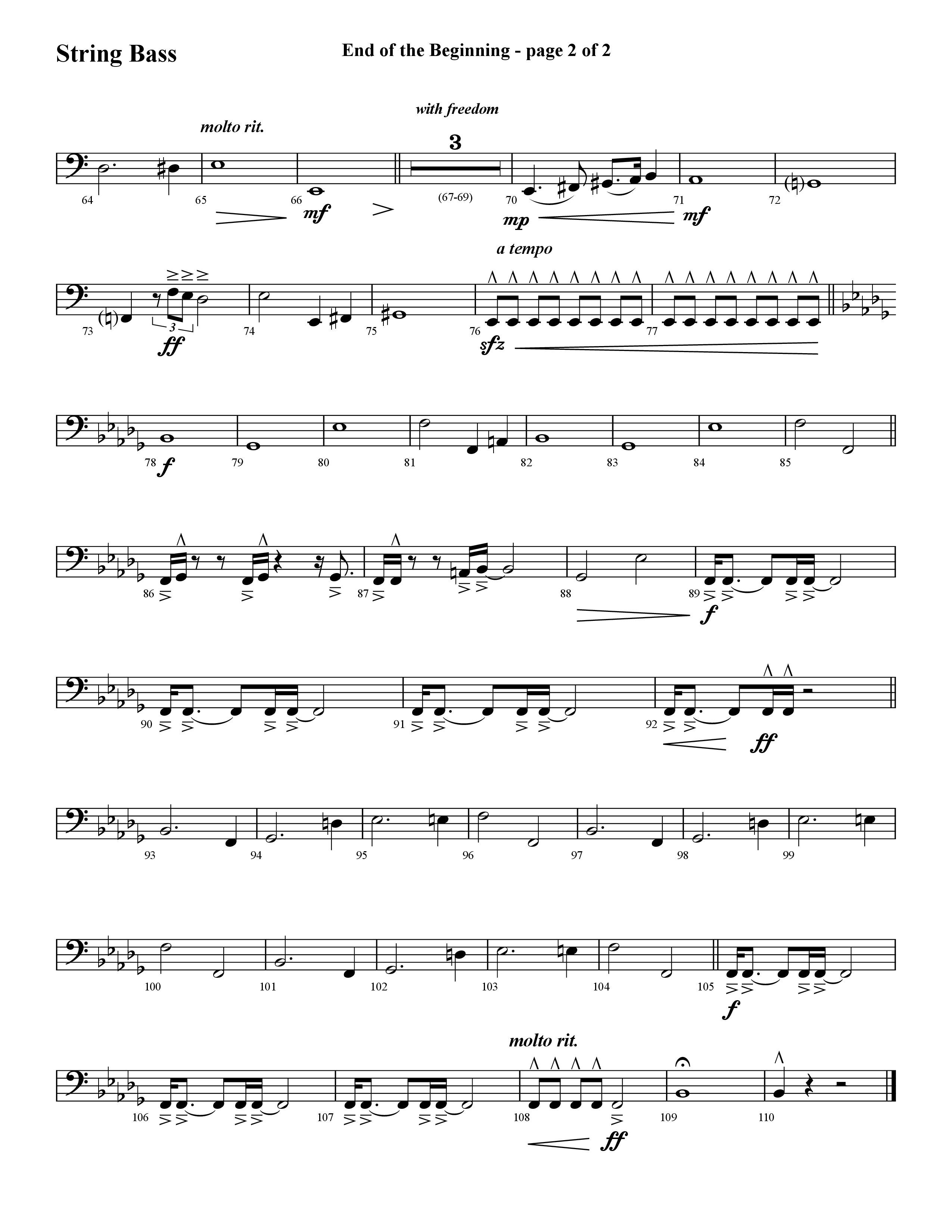 End Of The Beginning (Choral Anthem SATB) String Bass (Lifeway Choral / Arr. Cliff Duren)