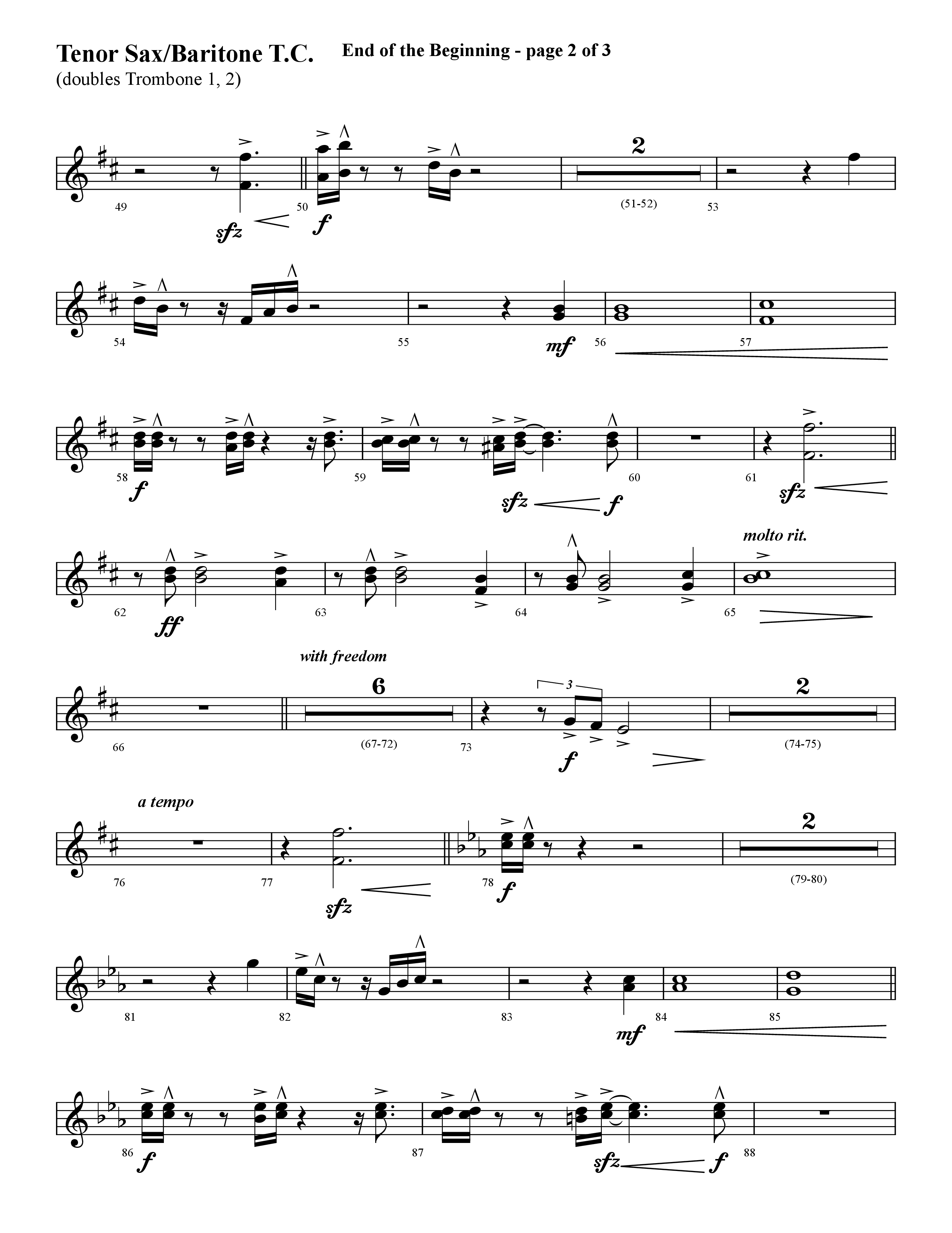End Of The Beginning (Choral Anthem SATB) Tenor Sax/Baritone T.C. (Lifeway Choral / Arr. Cliff Duren)