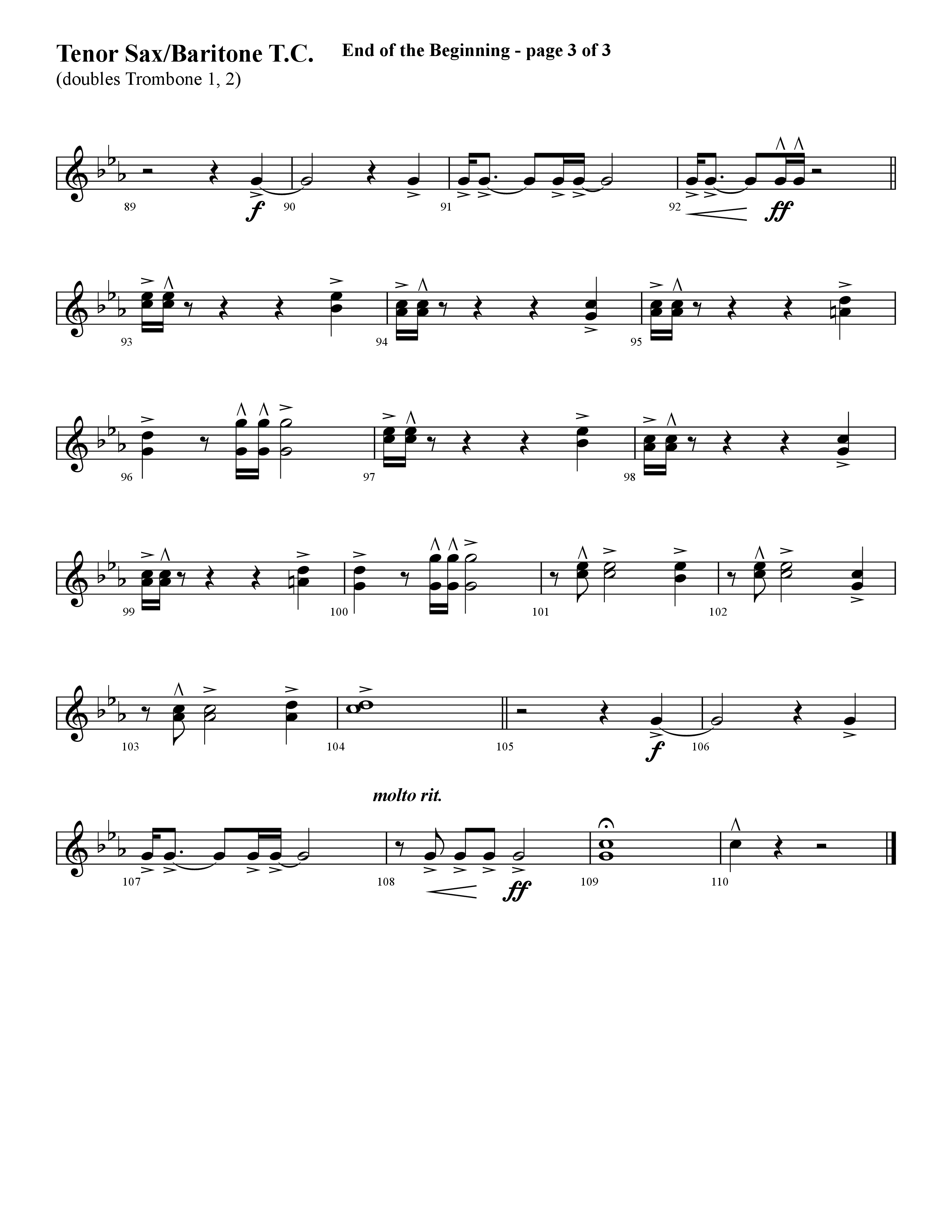 End Of The Beginning (Choral Anthem SATB) Tenor Sax/Baritone T.C. (Lifeway Choral / Arr. Cliff Duren)