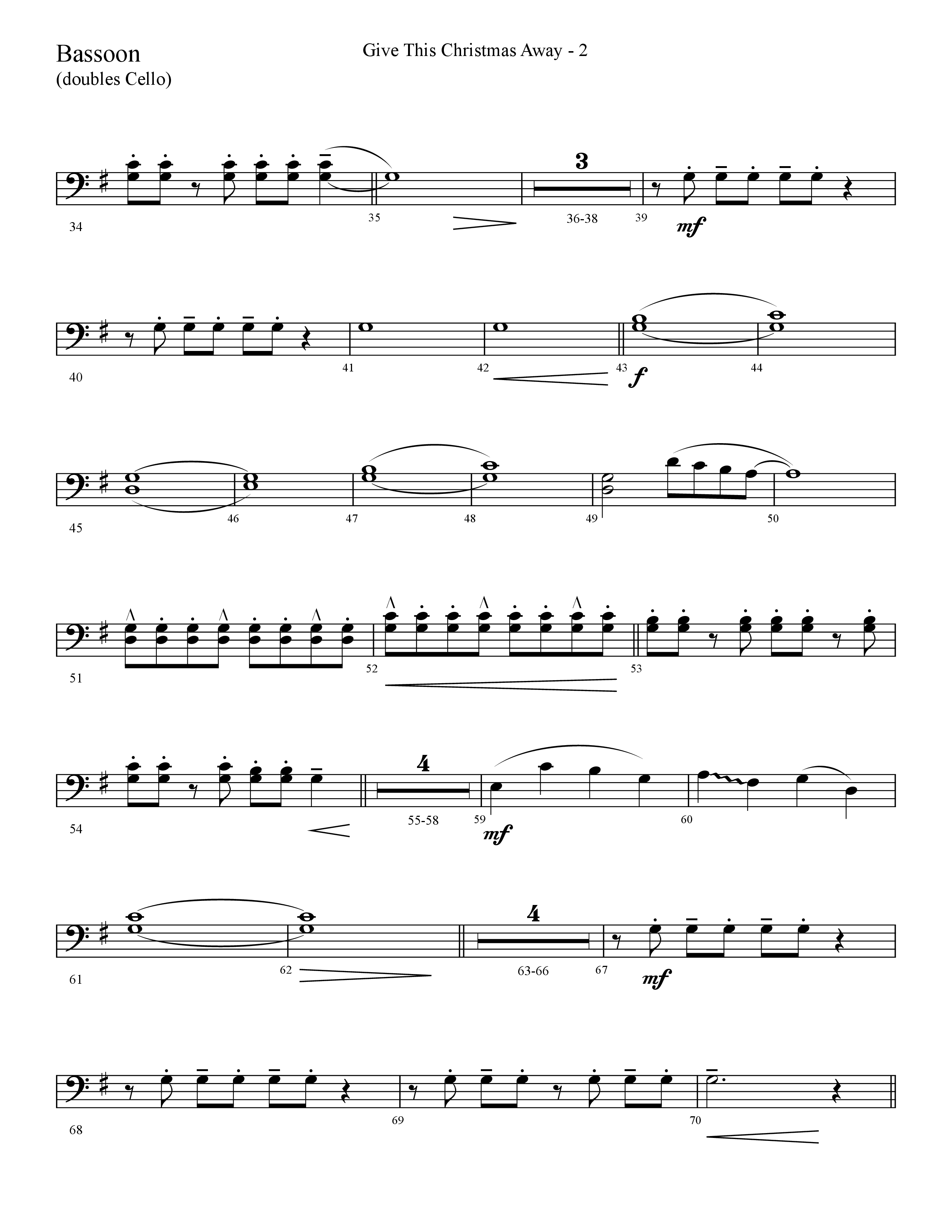Give This Christmas Away (Choral Anthem SATB) Bassoon (Lifeway Choral / Arr. Cliff Duren)