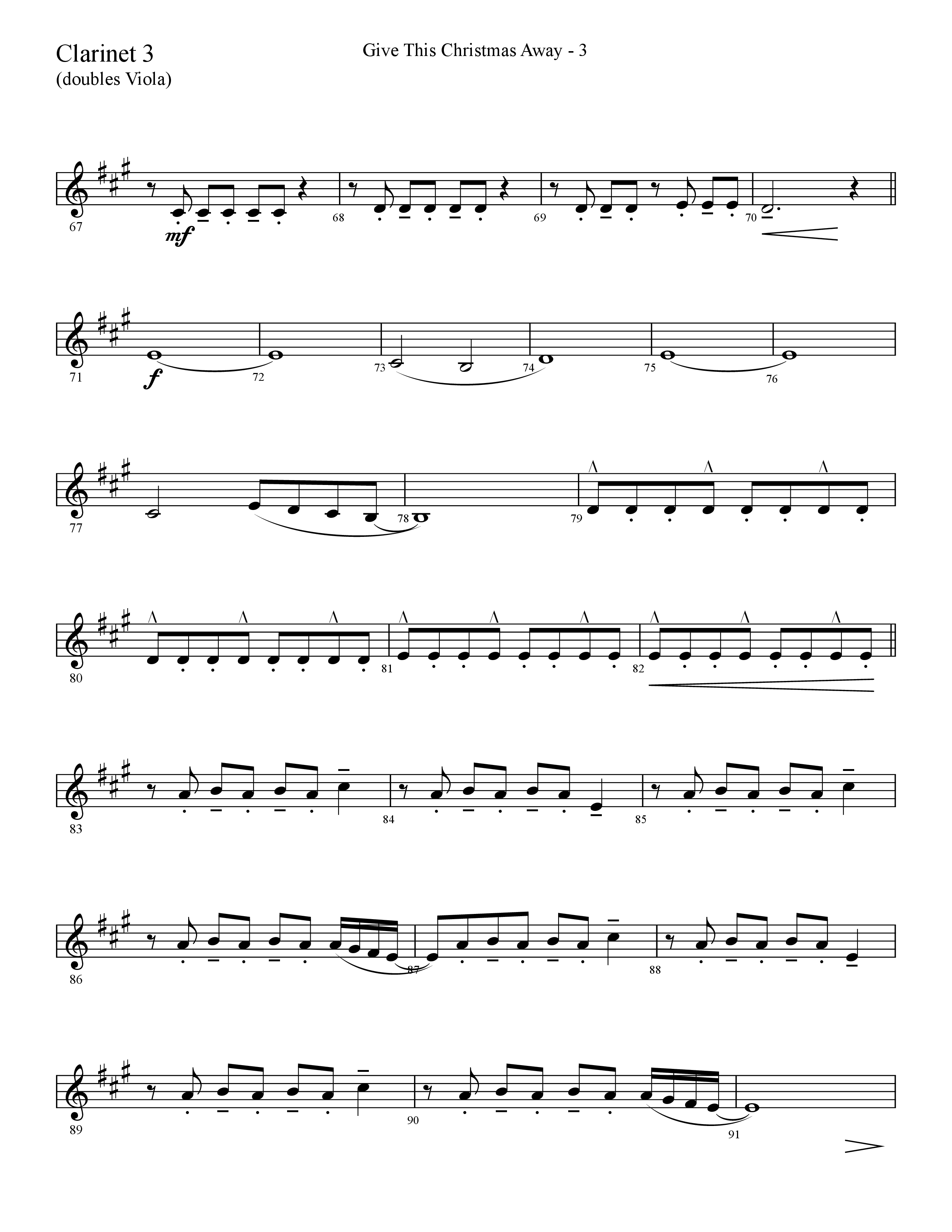 Give This Christmas Away (Choral Anthem SATB) Clarinet 3 (Lifeway Choral / Arr. Cliff Duren)