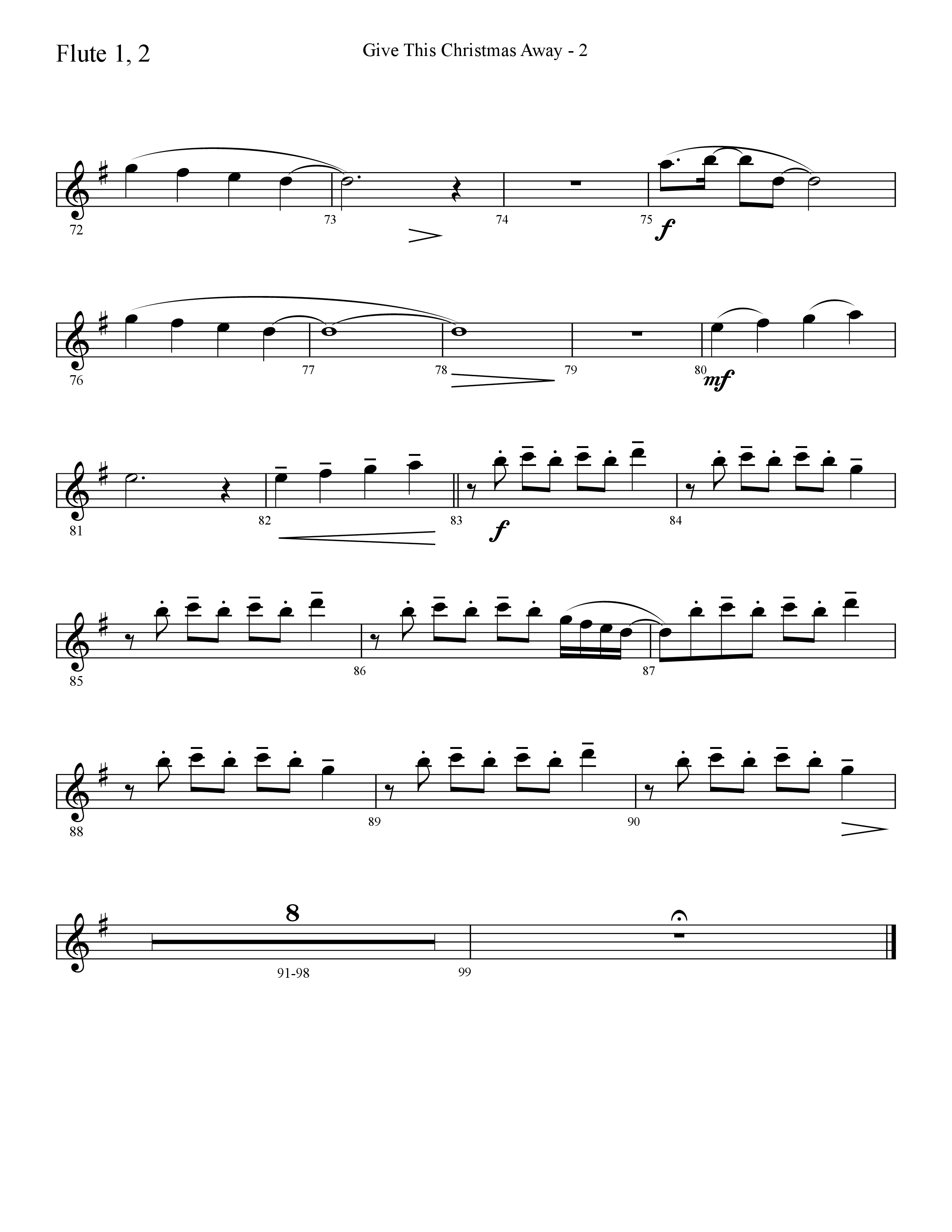 Give This Christmas Away (Choral Anthem SATB) Flute 1/2 (Lifeway Choral / Arr. Cliff Duren)