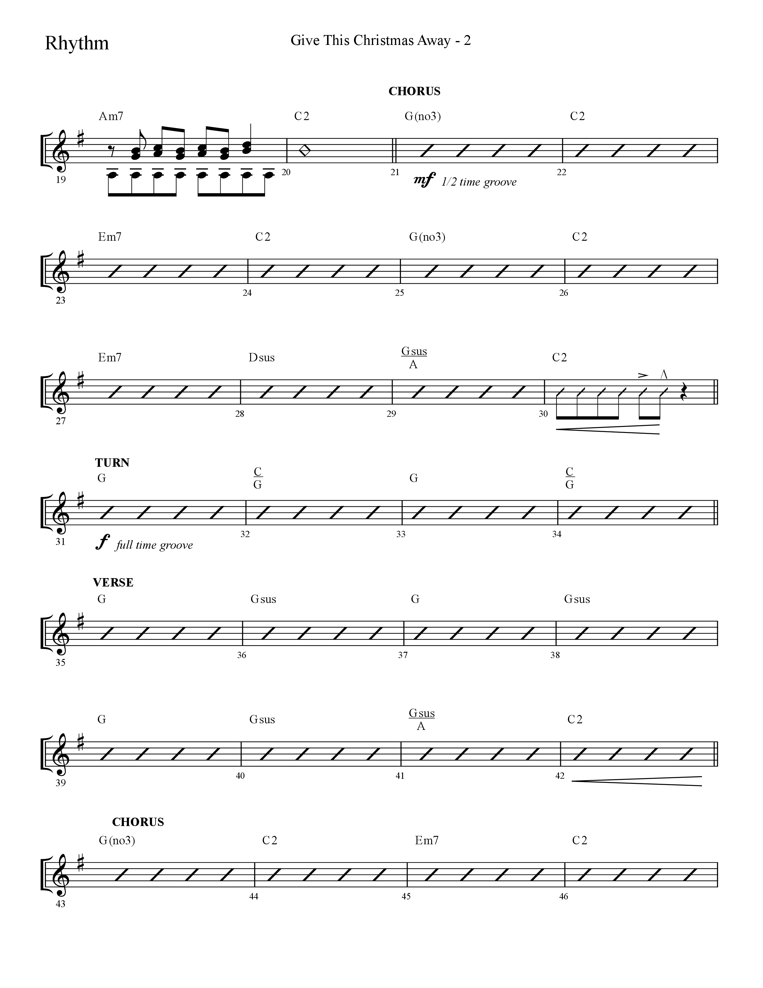 Give This Christmas Away (Choral Anthem SATB) Rhythm Chart (Lifeway Choral / Arr. Cliff Duren)