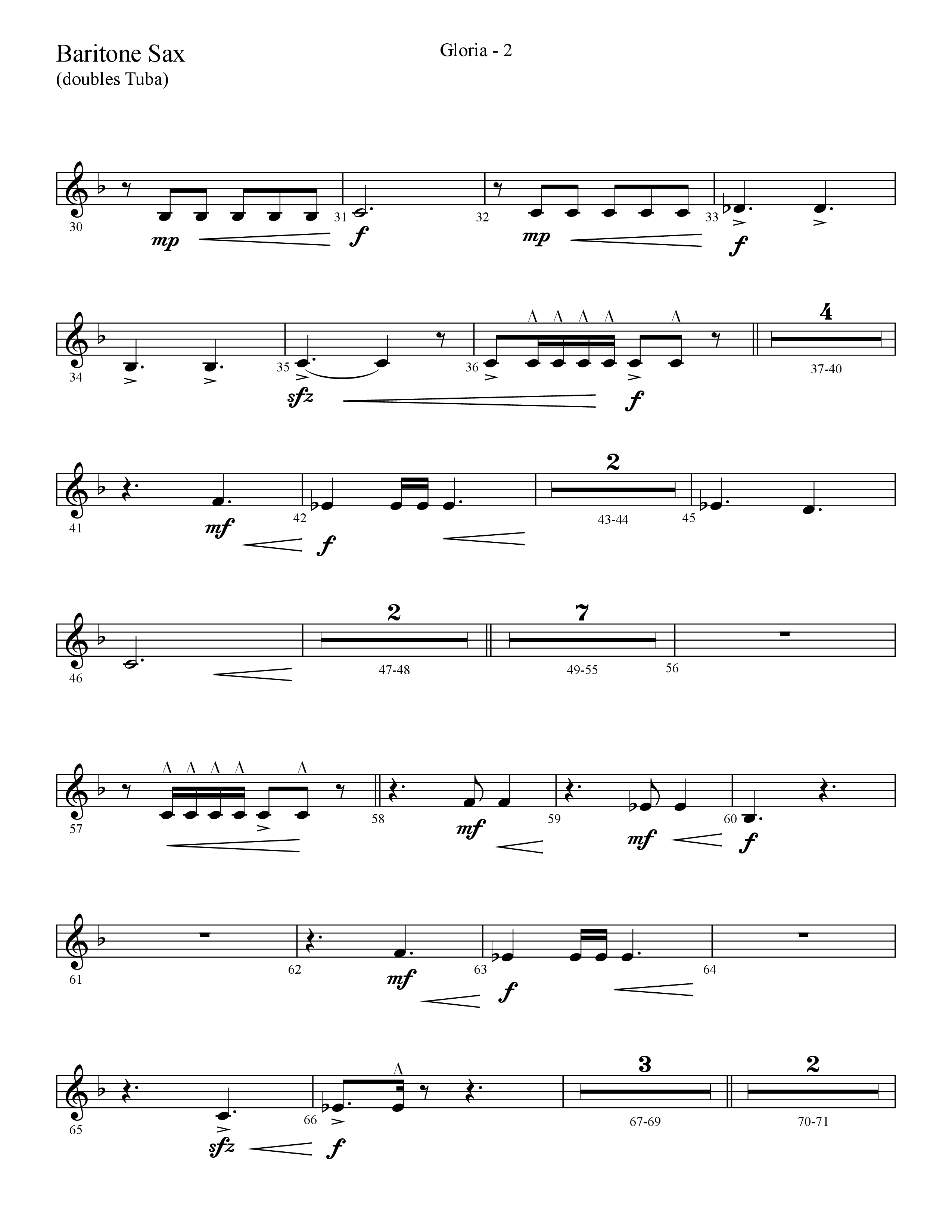 Gloria (Choral Anthem SATB) Bari Sax (Lifeway Choral / Arr. Cliff Duren)