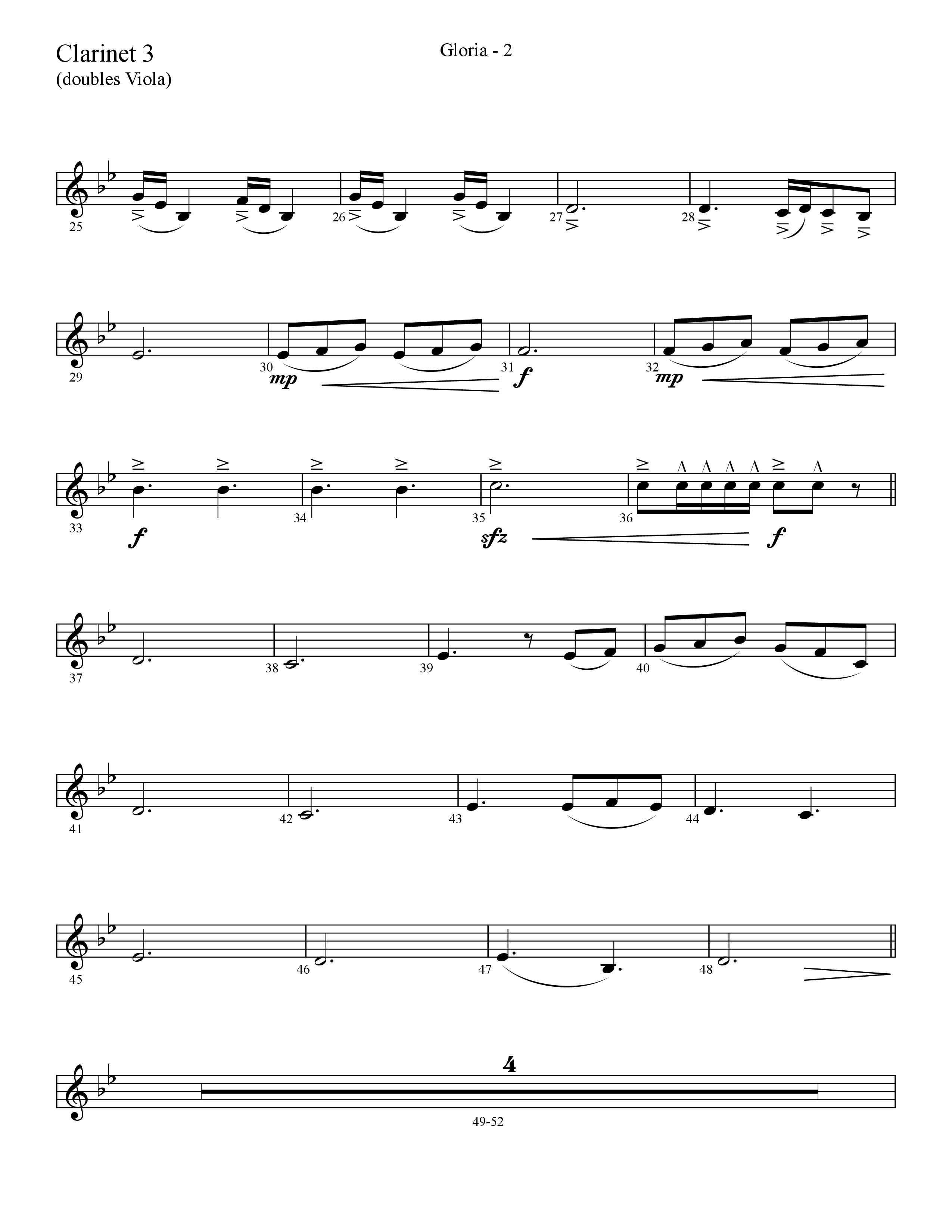 Gloria (Choral Anthem SATB) Clarinet 3 (Lifeway Choral / Arr. Cliff Duren)