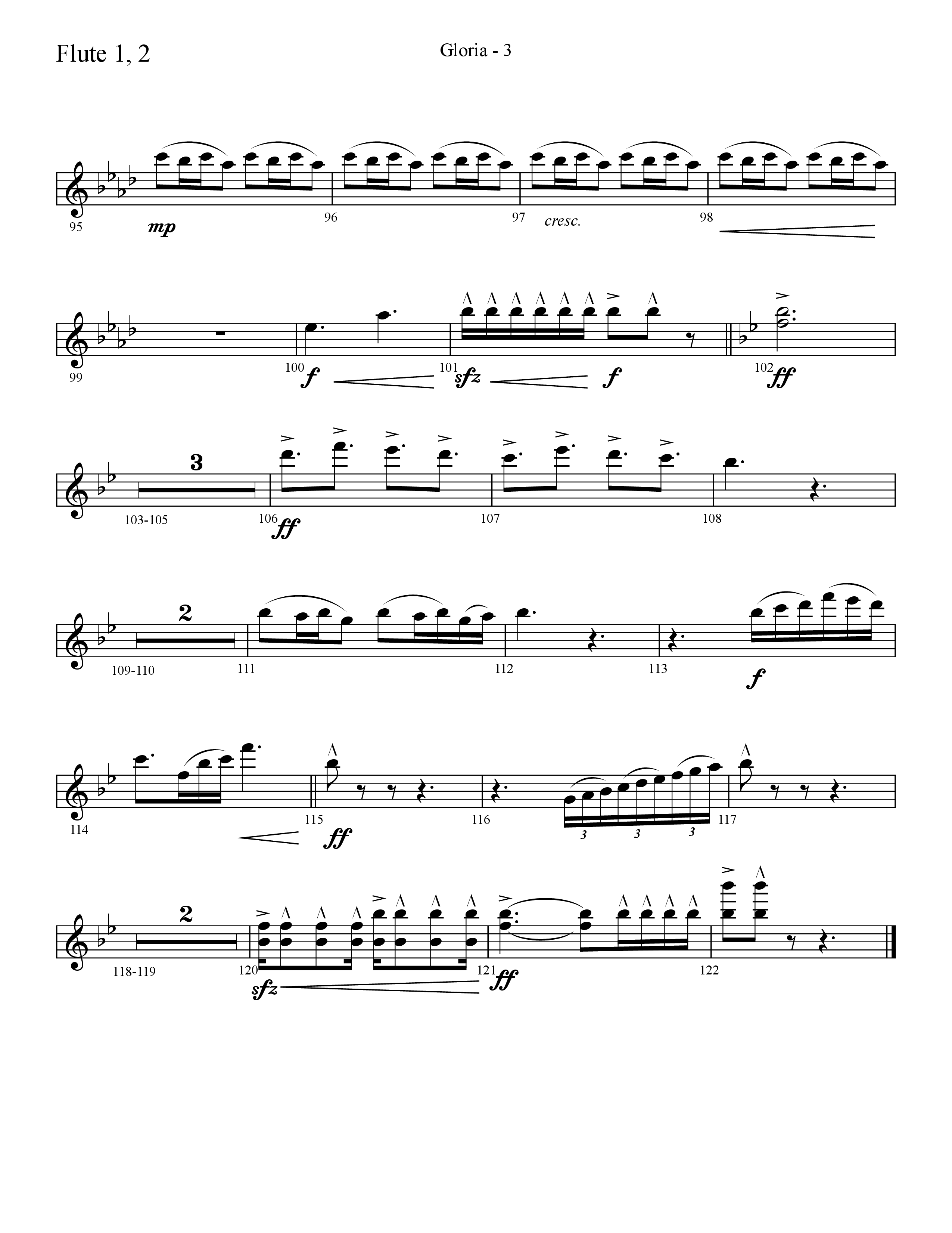 Gloria (Choral Anthem SATB) Flute 1/2 (Lifeway Choral / Arr. Cliff Duren)