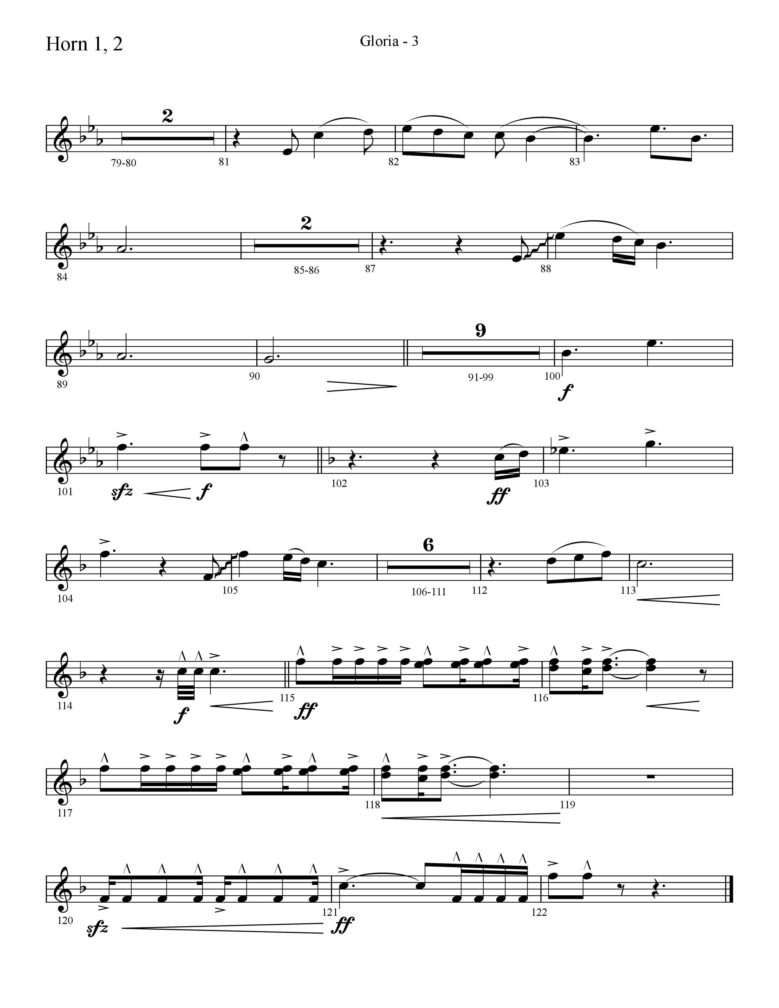 Gloria (Choral Anthem SATB) French Horn 1/2 (Lifeway Choral / Arr. Cliff Duren)