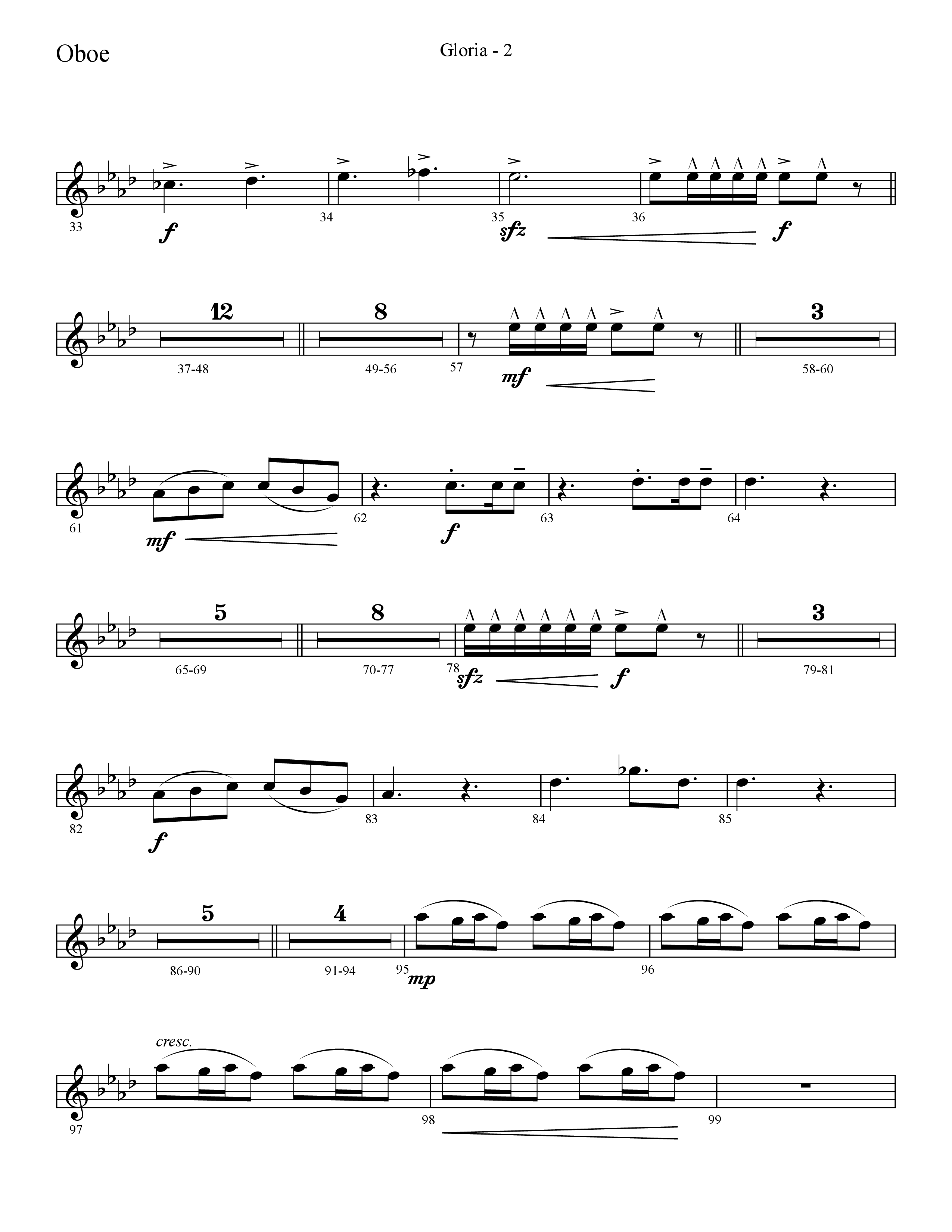 Gloria (Choral Anthem SATB) Oboe (Lifeway Choral / Arr. Cliff Duren)