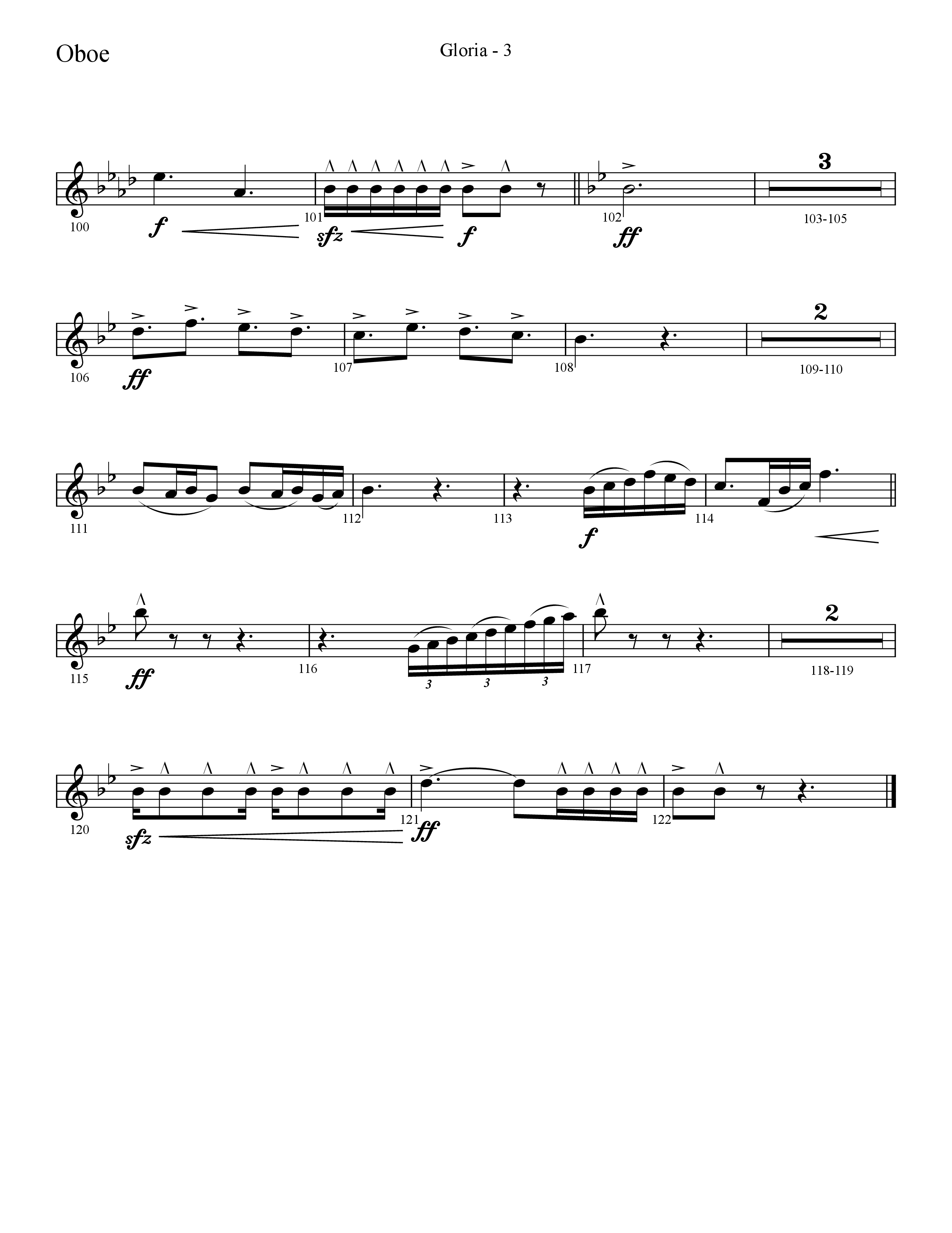 Gloria (Choral Anthem SATB) Oboe (Lifeway Choral / Arr. Cliff Duren)