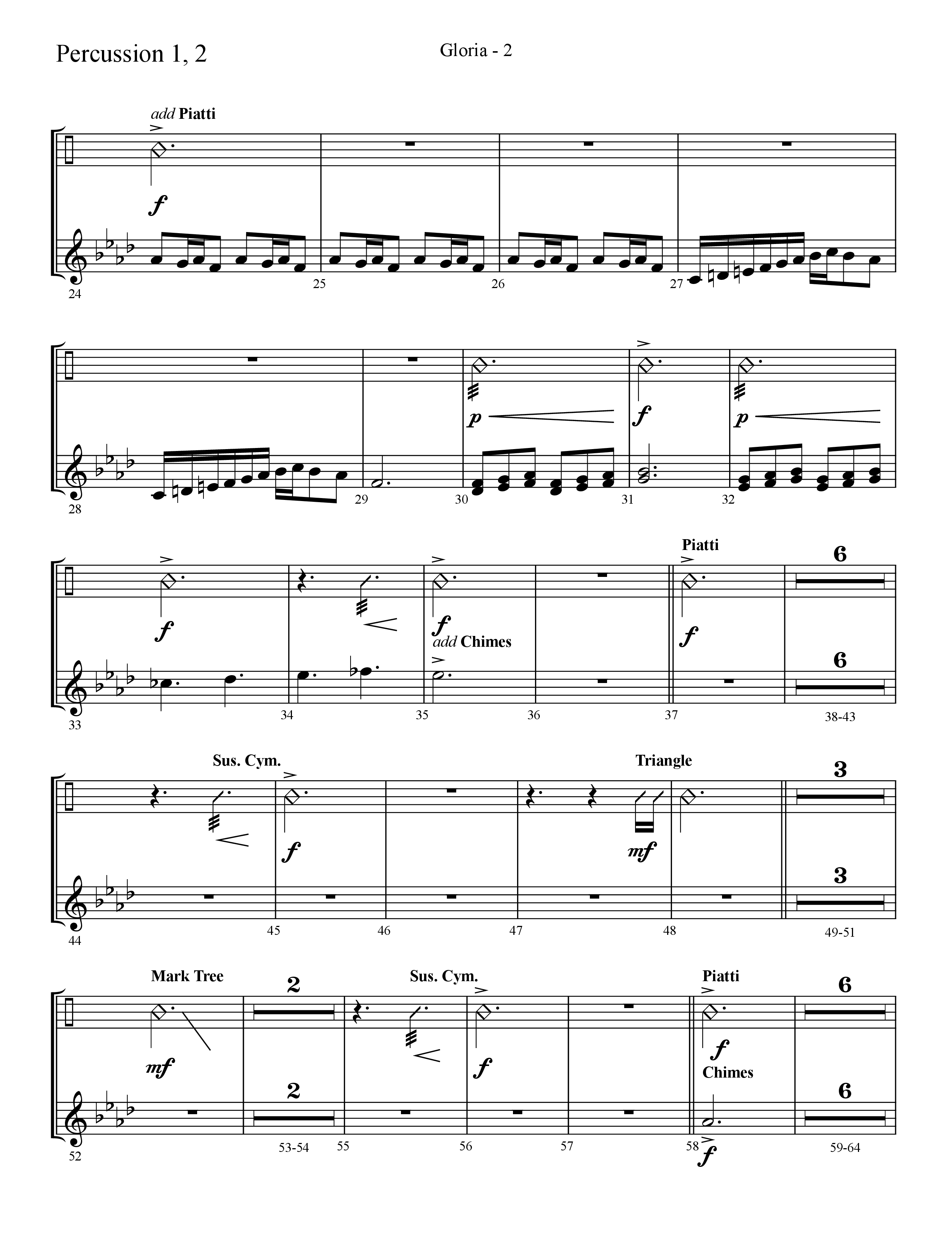 Gloria (Choral Anthem SATB) Percussion 1/2 (Lifeway Choral / Arr. Cliff Duren)