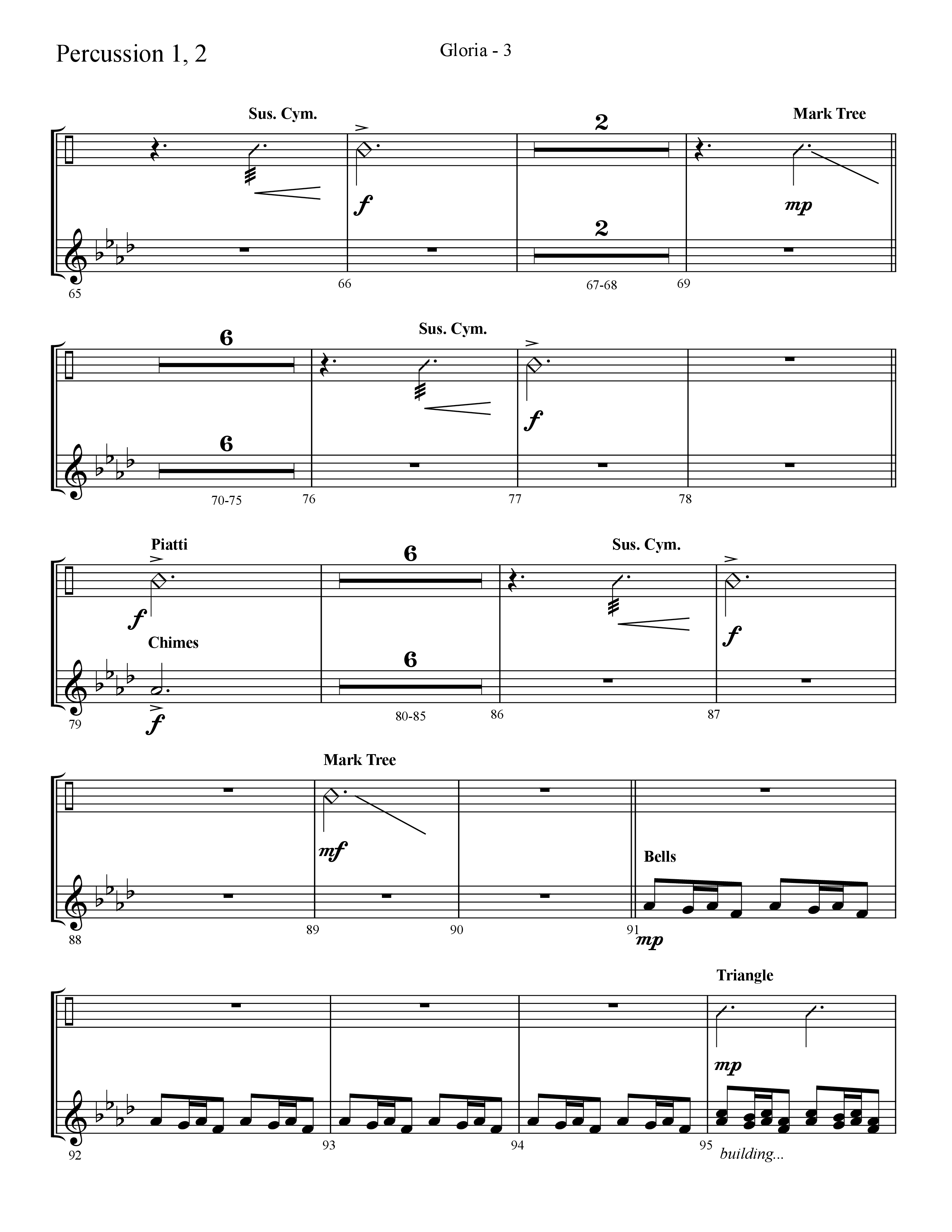 Gloria (Choral Anthem SATB) Percussion 1/2 (Lifeway Choral / Arr. Cliff Duren)