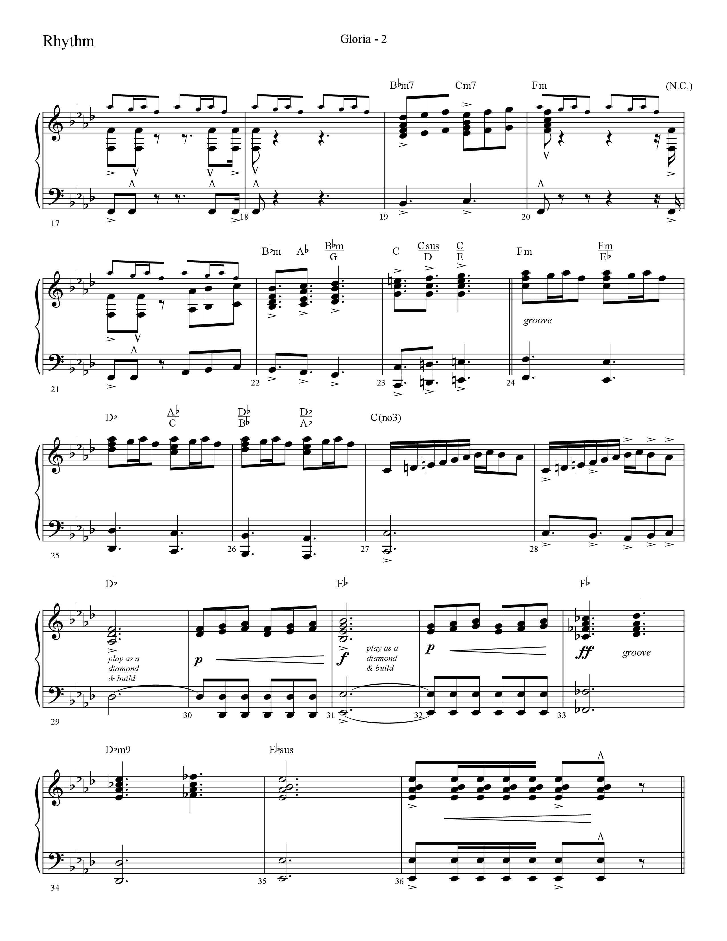 Gloria (Choral Anthem SATB) Rhythm Chart (Lifeway Choral / Arr. Cliff Duren)