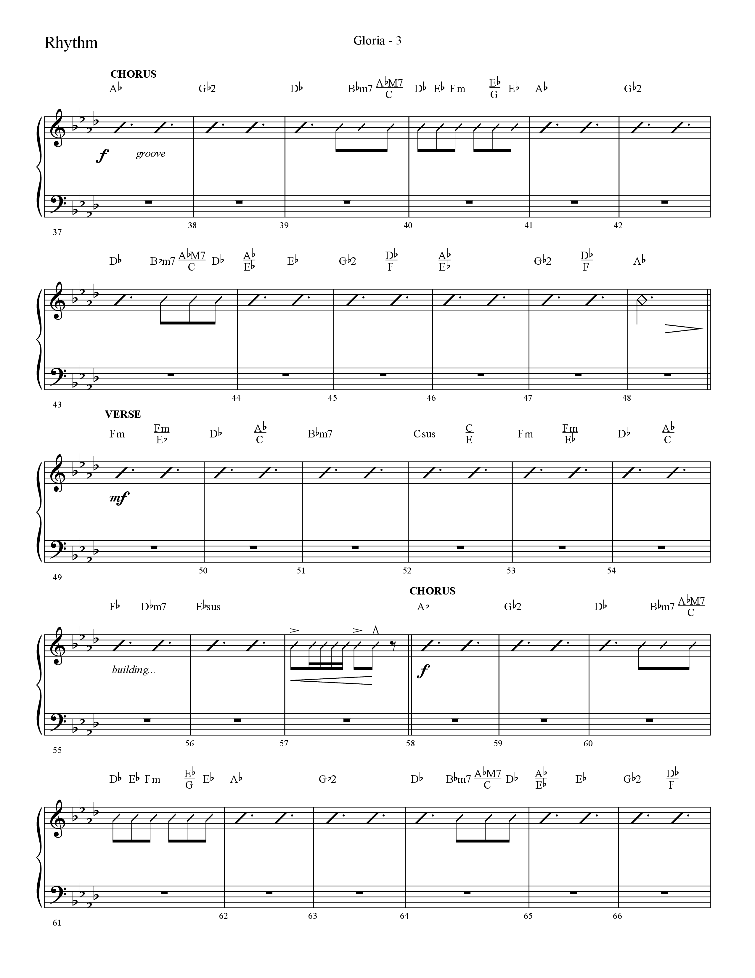 Gloria (Choral Anthem SATB) Rhythm Chart (Lifeway Choral / Arr. Cliff Duren)