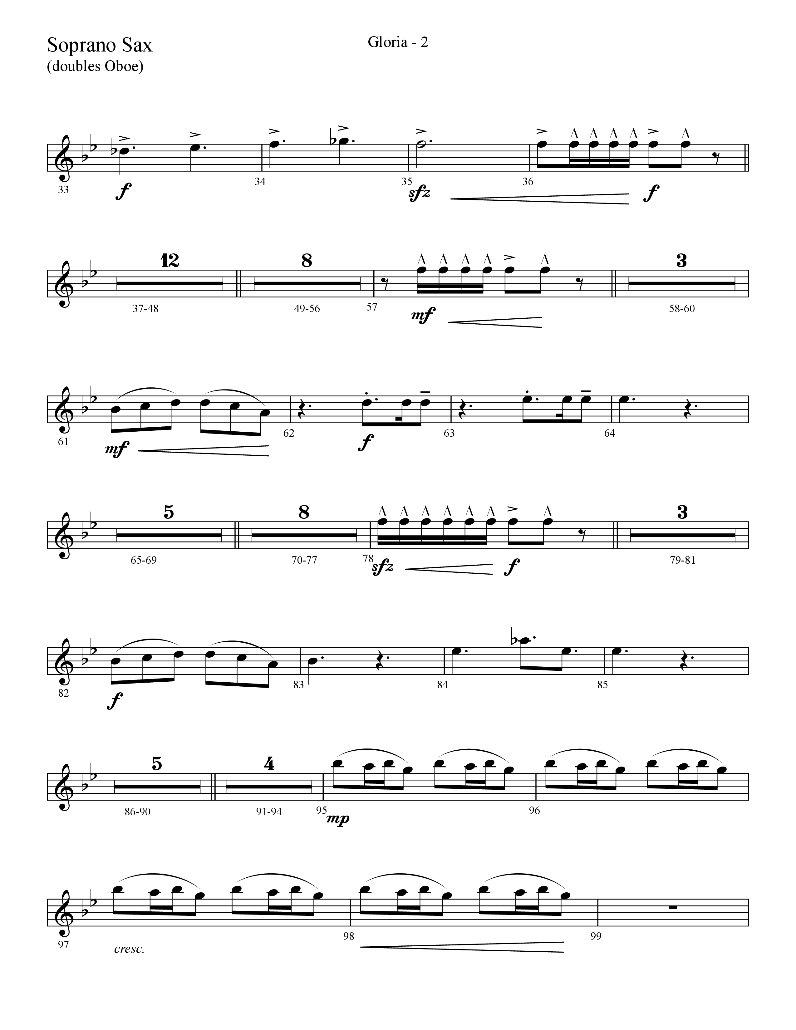 Gloria (Choral Anthem SATB) Soprano Sax (Lifeway Choral / Arr. Cliff Duren)