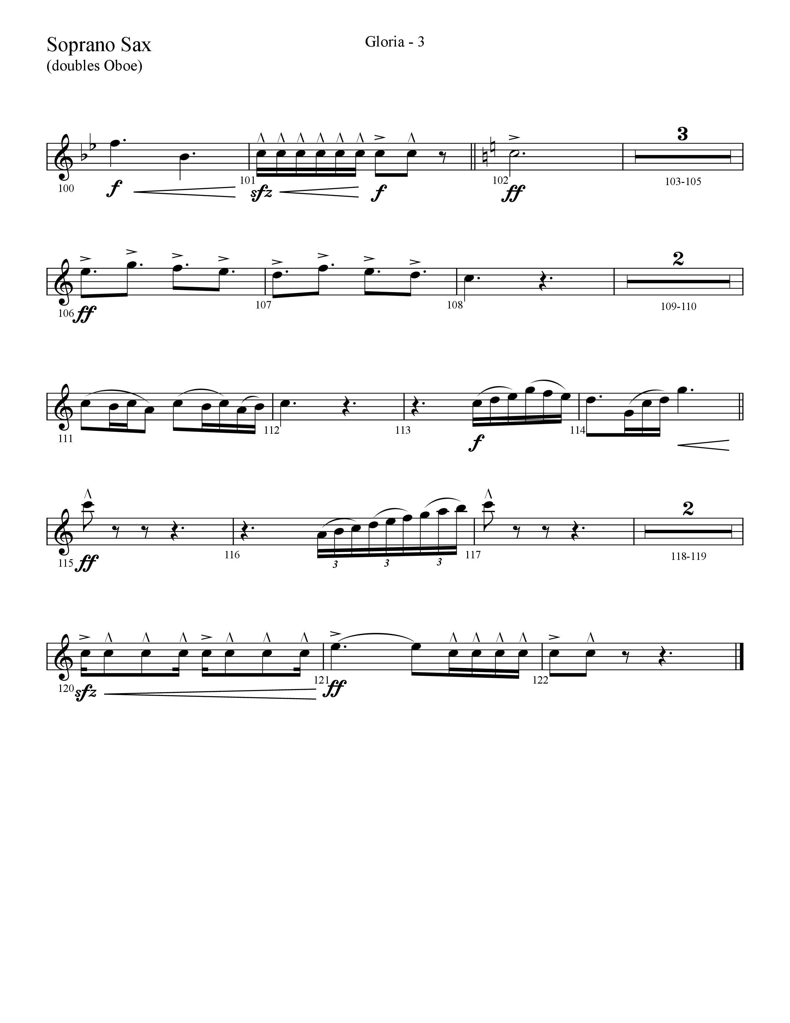 Gloria (Choral Anthem SATB) Soprano Sax (Lifeway Choral / Arr. Cliff Duren)