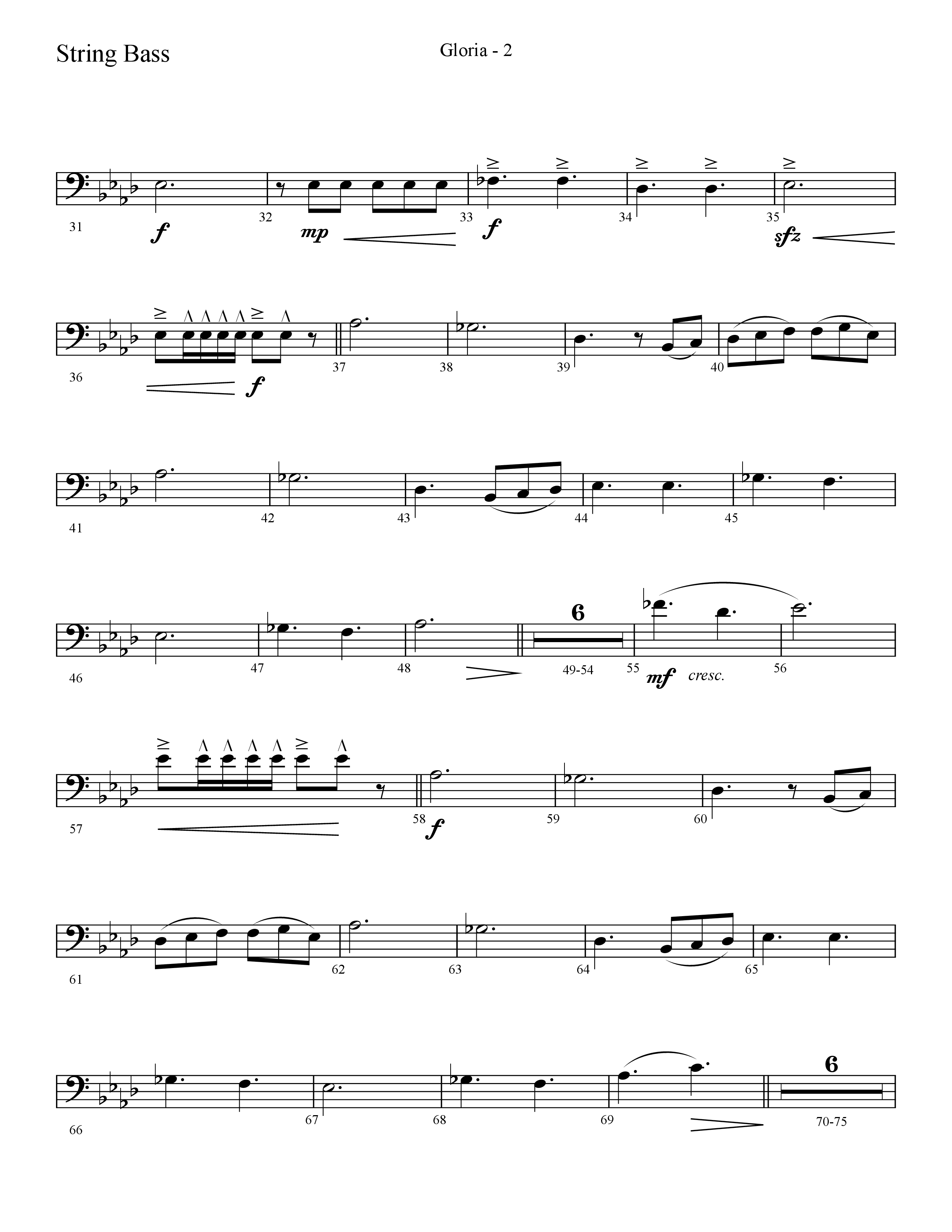 Gloria (Choral Anthem SATB) String Bass (Lifeway Choral / Arr. Cliff Duren)