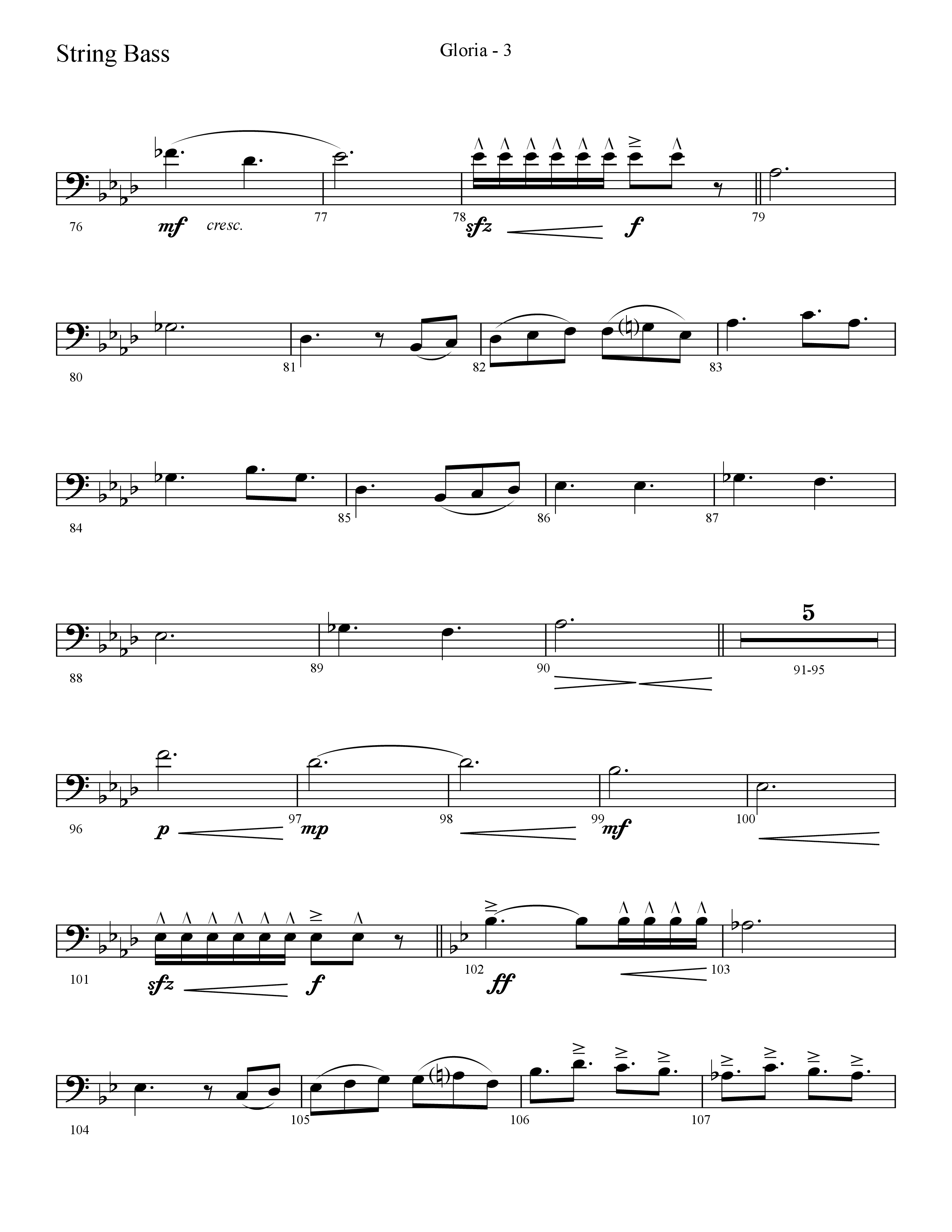 Gloria (Choral Anthem SATB) String Bass (Lifeway Choral / Arr. Cliff Duren)