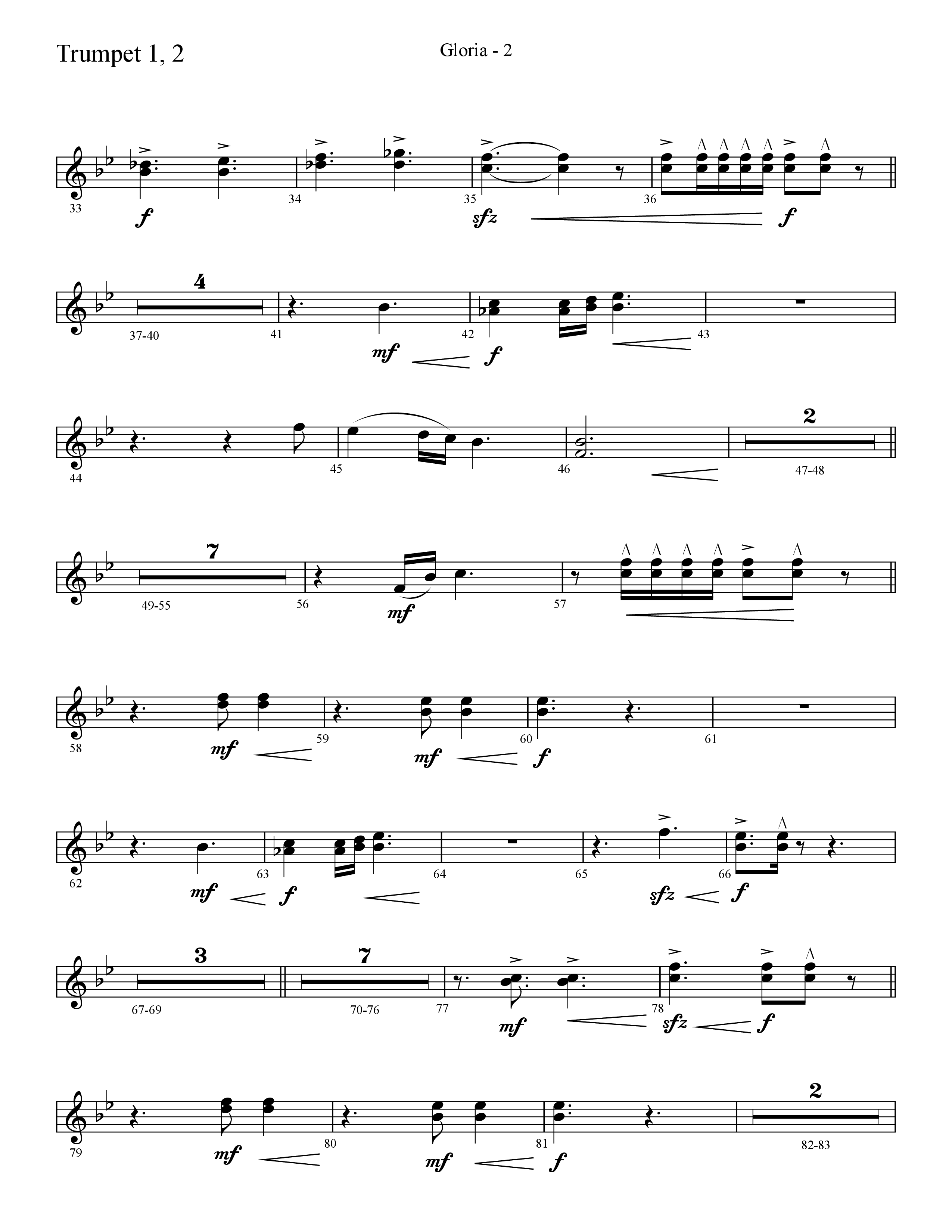 Gloria (Choral Anthem SATB) Trumpet 1,2 (Lifeway Choral / Arr. Cliff Duren)