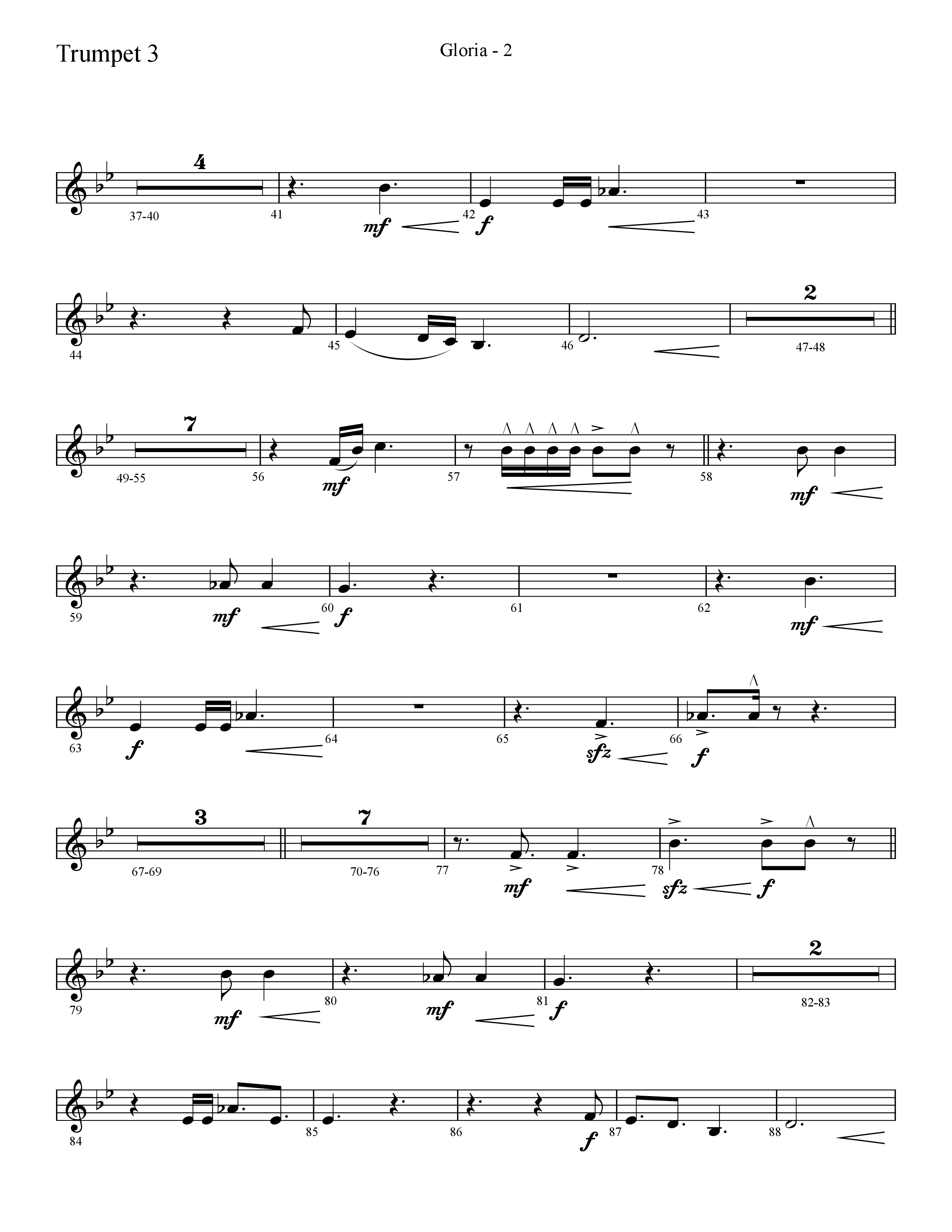 Gloria (Choral Anthem SATB) Trumpet 3 (Lifeway Choral / Arr. Cliff Duren)