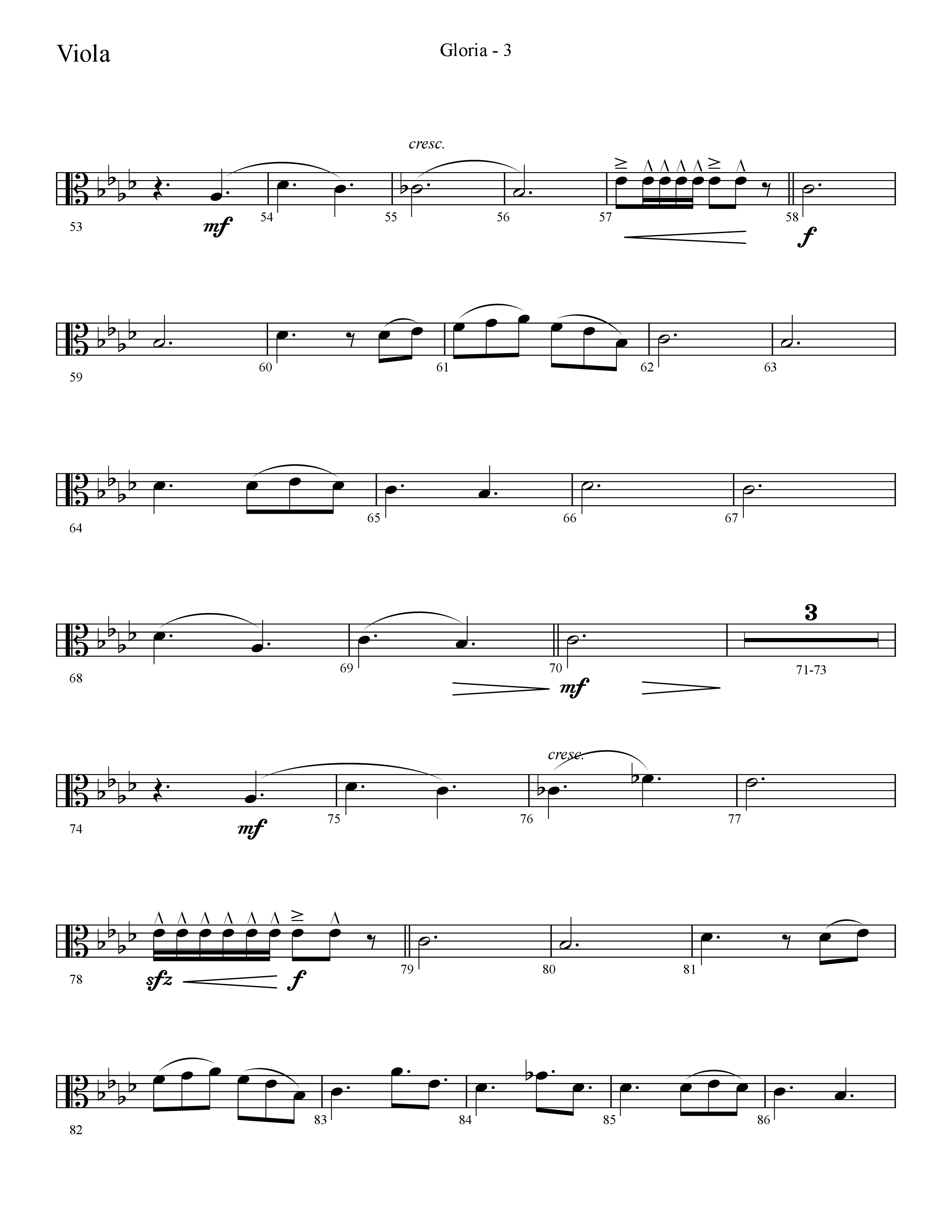 Gloria (Choral Anthem SATB) Viola (Lifeway Choral / Arr. Cliff Duren)