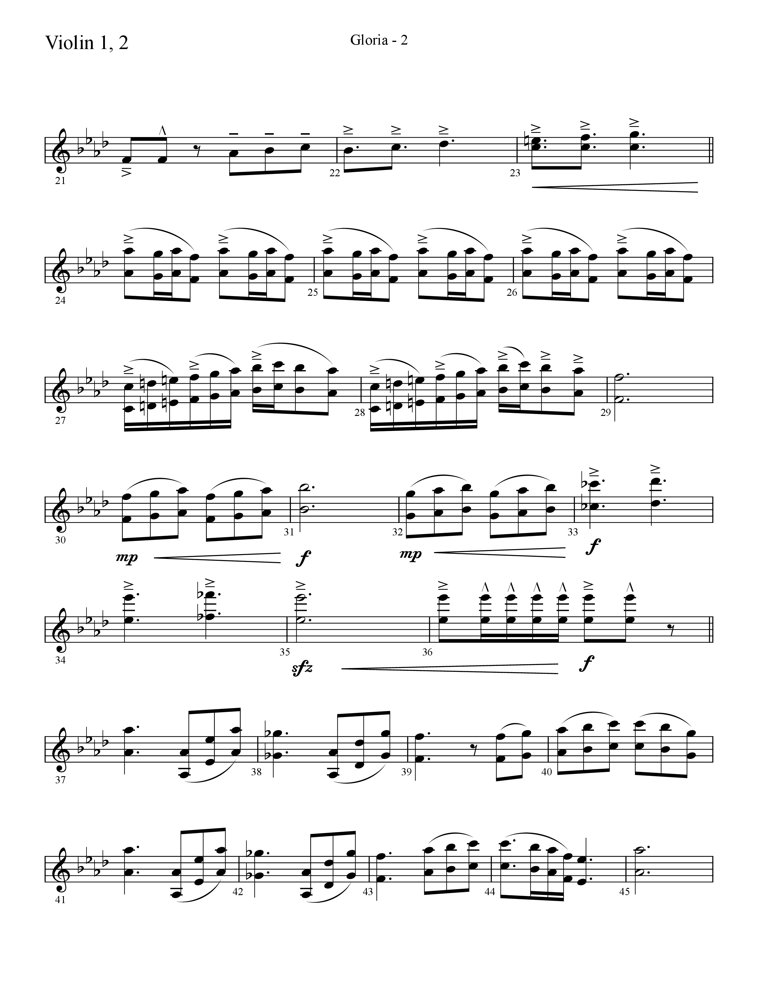 Gloria (Choral Anthem SATB) Violin 1/2 (Lifeway Choral / Arr. Cliff Duren)