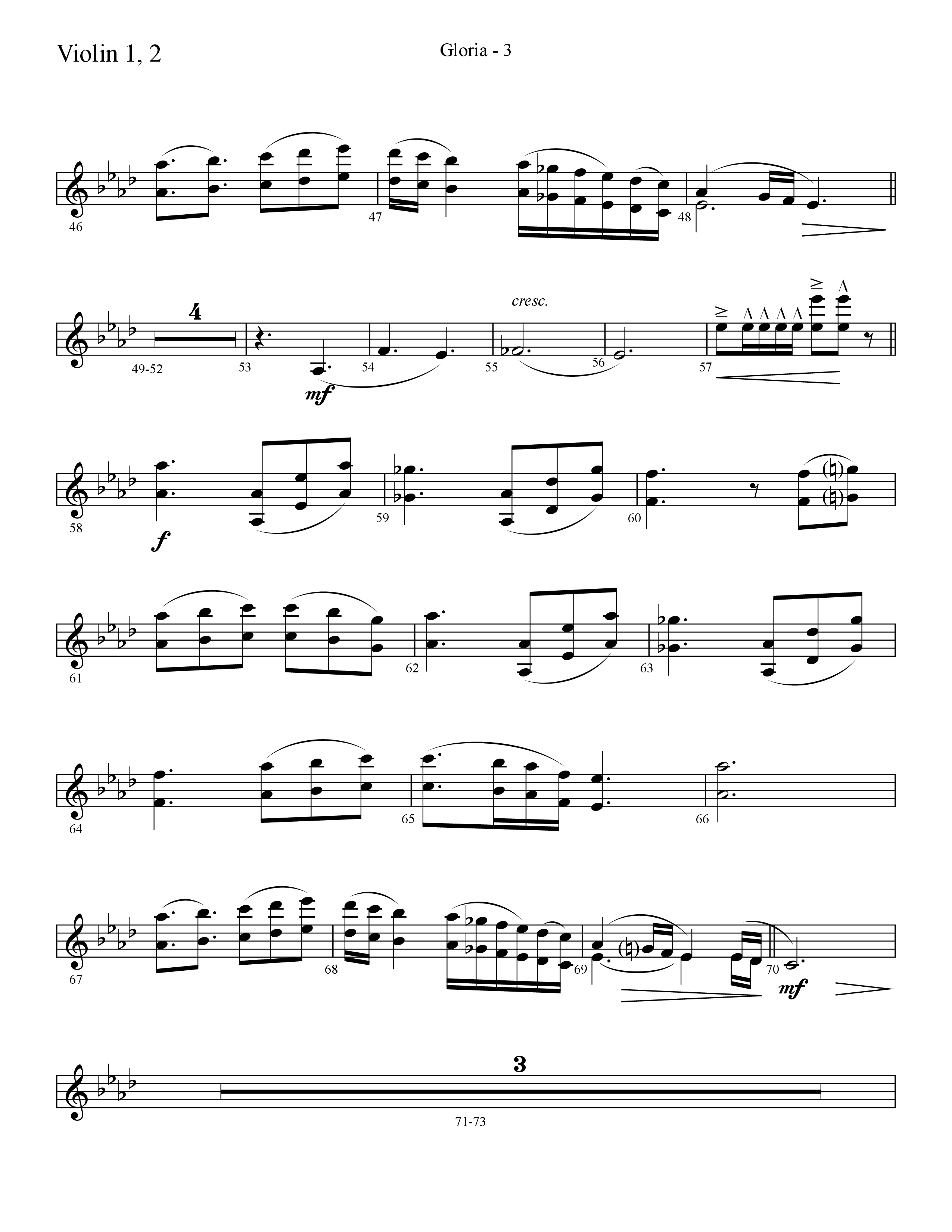 Gloria (Choral Anthem SATB) Violin 1/2 (Lifeway Choral / Arr. Cliff Duren)