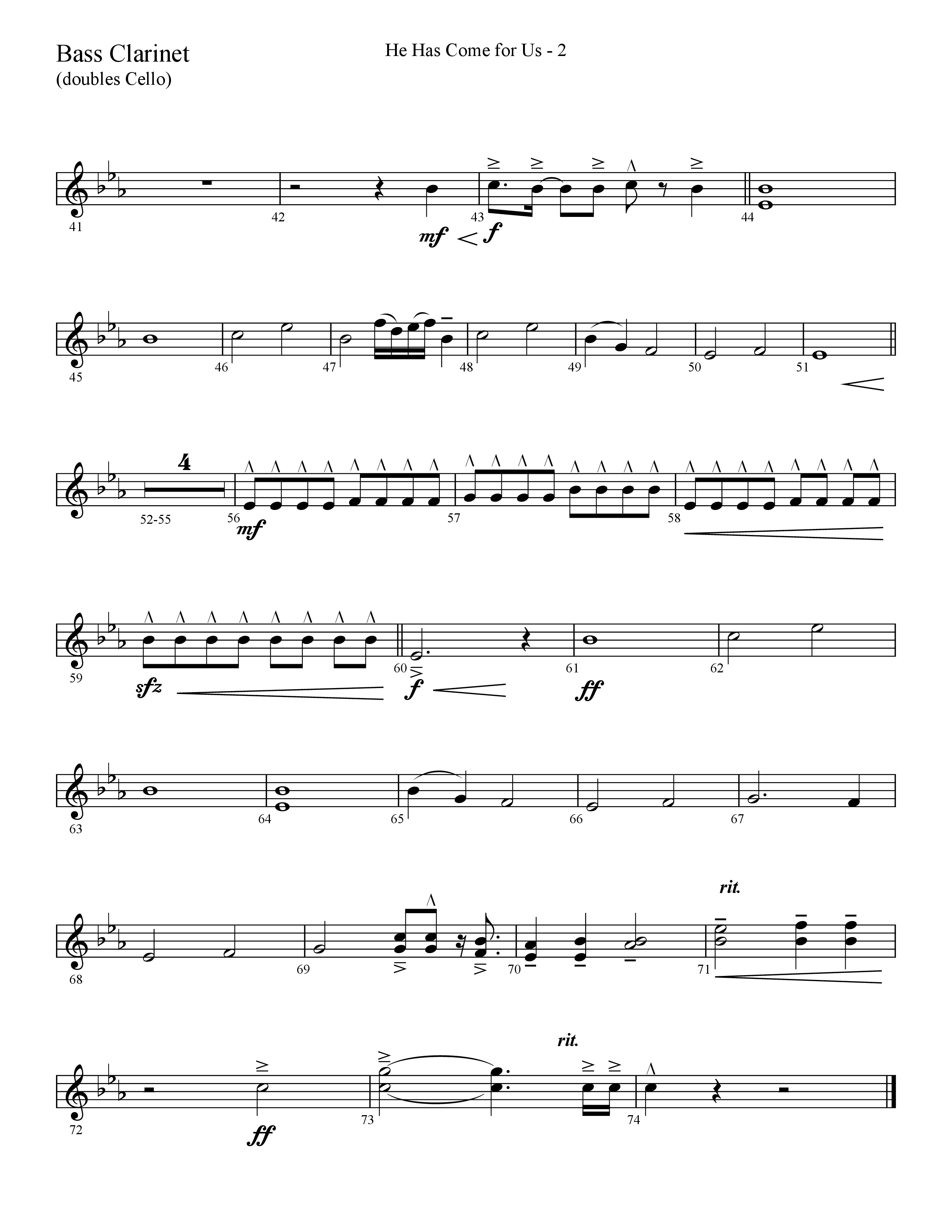 He Has Come For Us (God Rest Ye Merry Gentlemen) (Choral Anthem SATB) Bass Clarinet (Lifeway Choral / Arr. Cliff Duren)