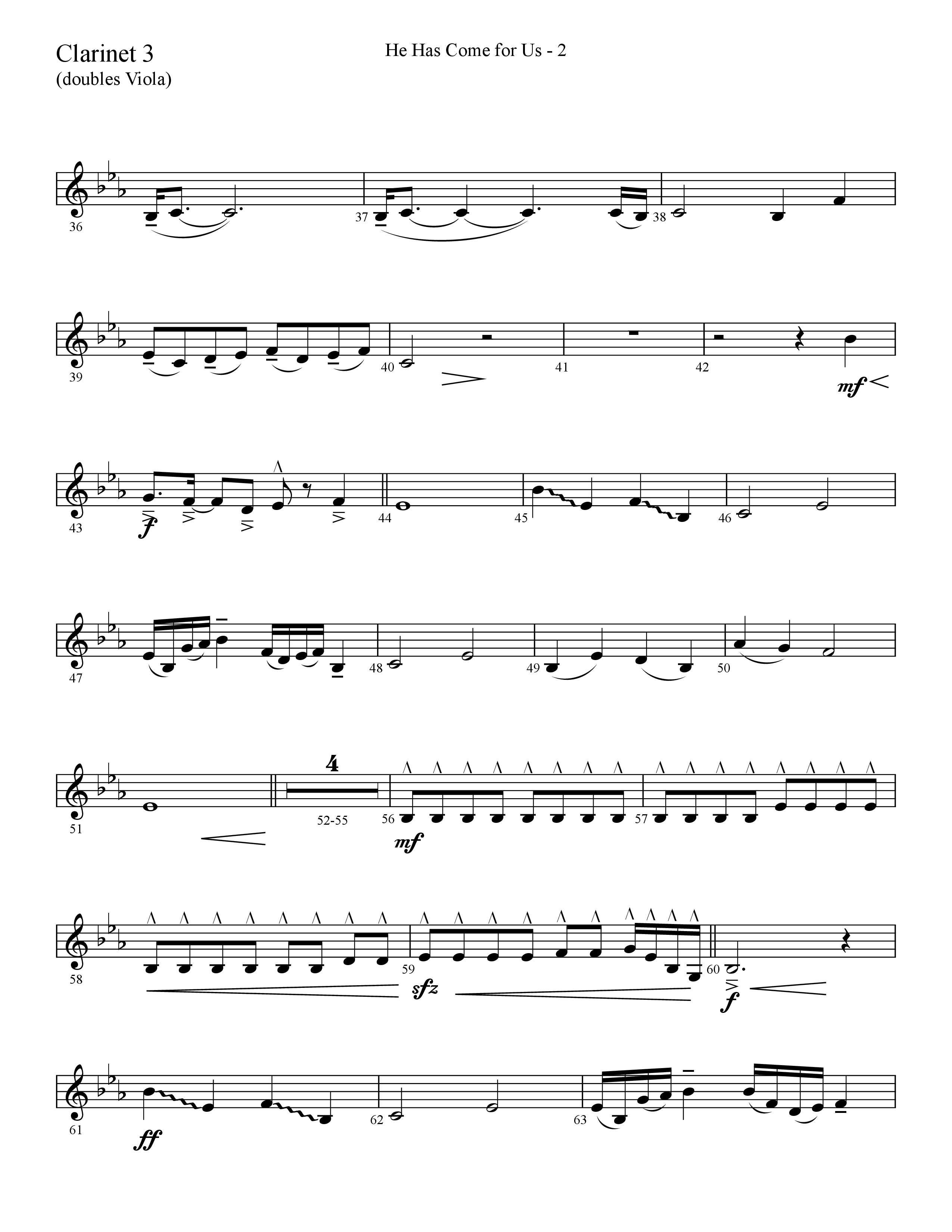 He Has Come For Us (God Rest Ye Merry Gentlemen) (Choral Anthem SATB) Clarinet 3 (Lifeway Choral / Arr. Cliff Duren)