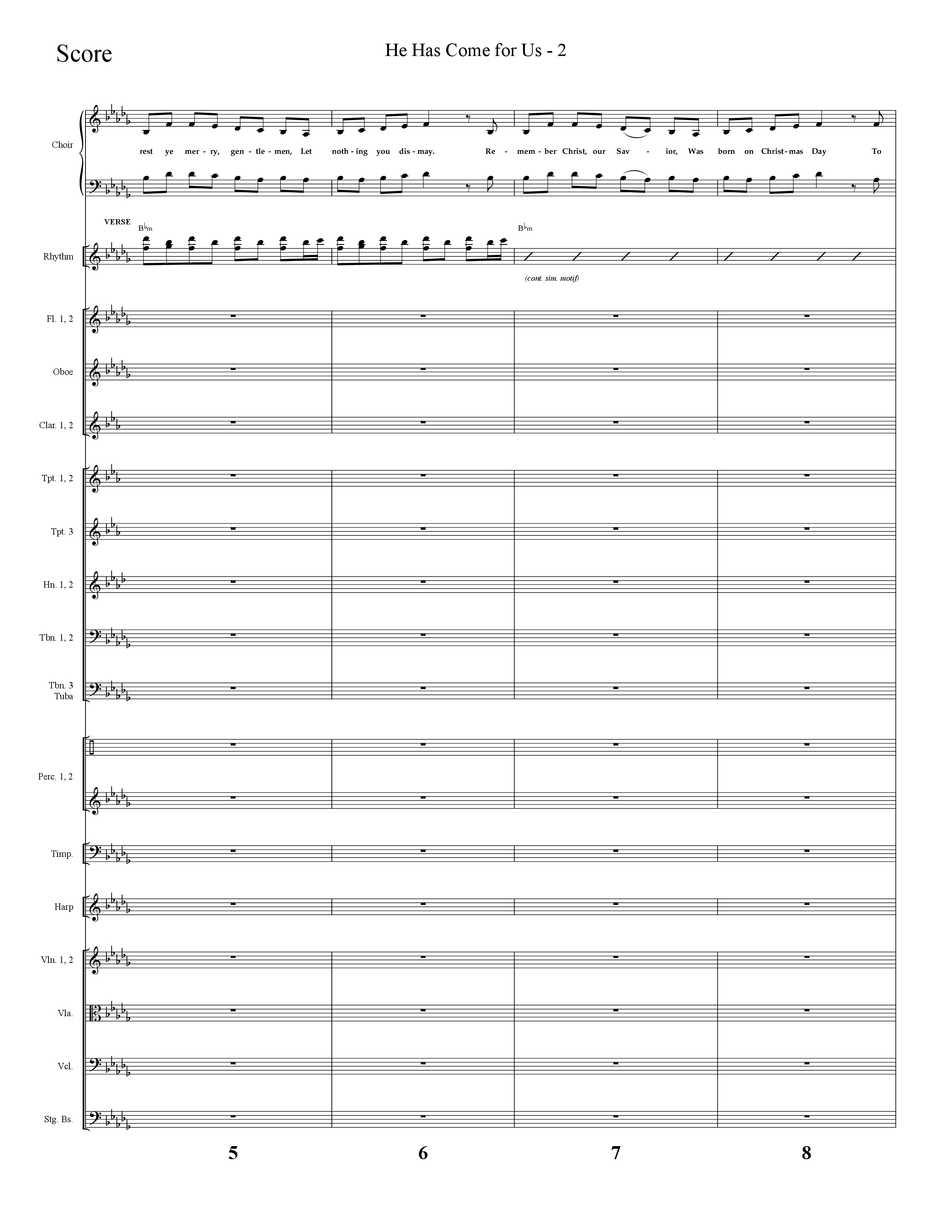 He Has Come For Us (God Rest Ye Merry Gentlemen) (Choral Anthem SATB) Orchestration (Lifeway Choral / Arr. Cliff Duren)