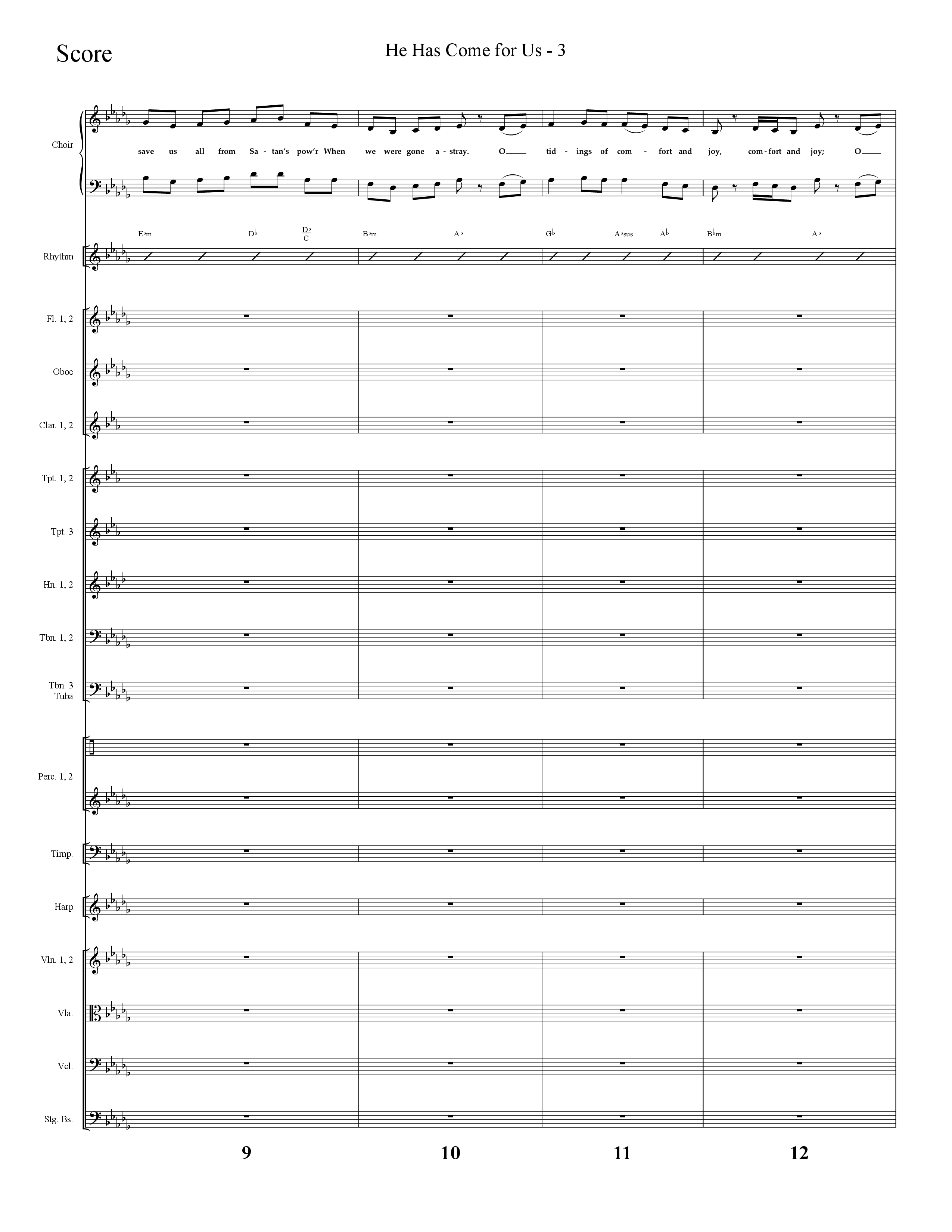 He Has Come For Us (God Rest Ye Merry Gentlemen) (Choral Anthem SATB) Orchestration (Lifeway Choral / Arr. Cliff Duren)