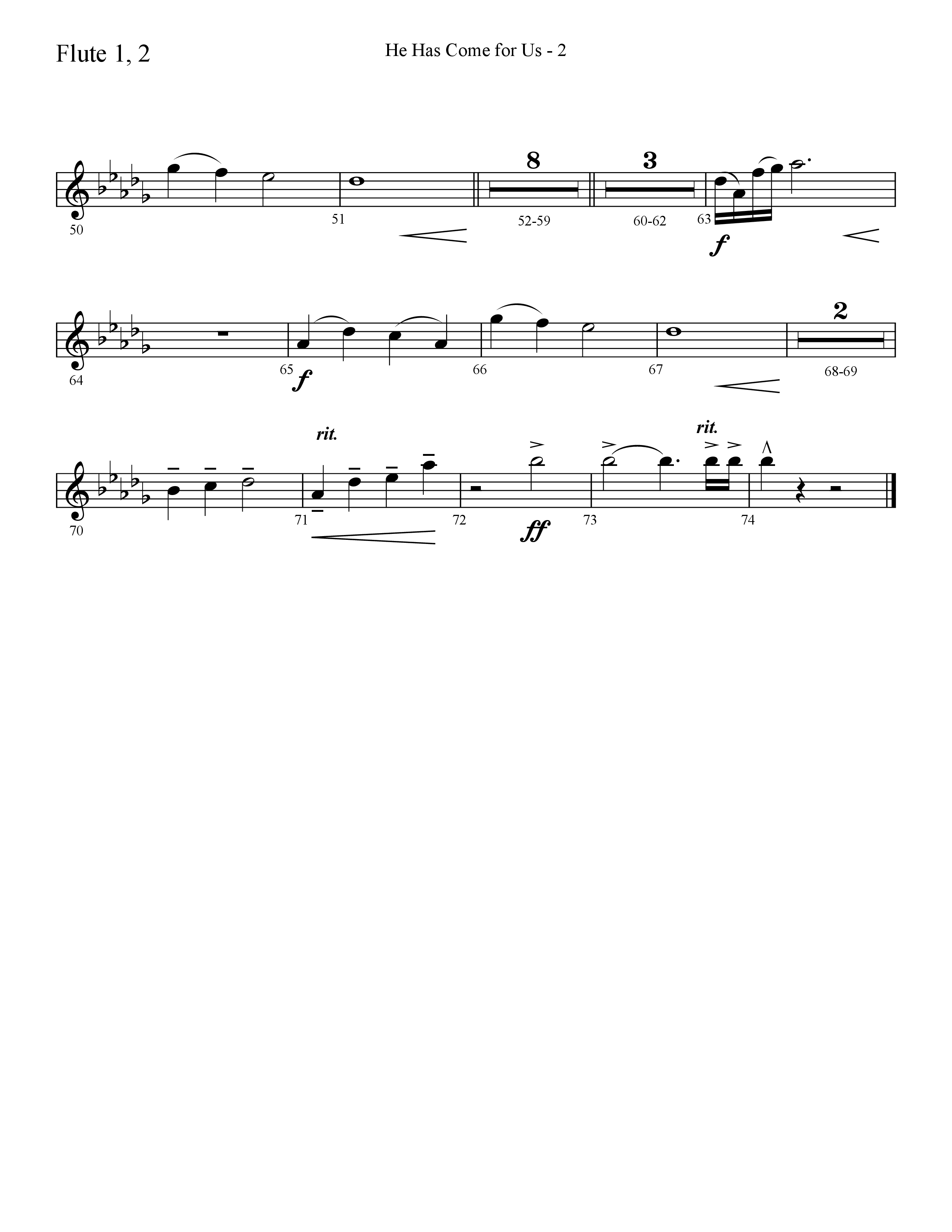 He Has Come For Us (God Rest Ye Merry Gentlemen) (Choral Anthem SATB) Flute 1/2 (Lifeway Choral / Arr. Cliff Duren)