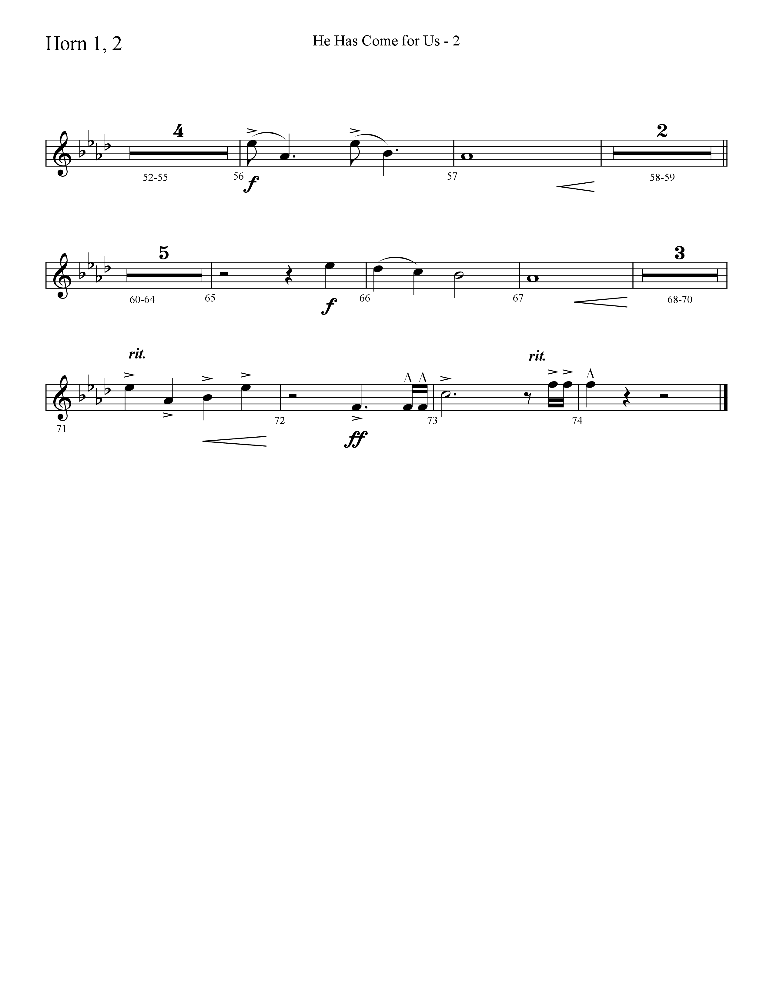 He Has Come For Us (God Rest Ye Merry Gentlemen) (Choral Anthem SATB) French Horn 1/2 (Lifeway Choral / Arr. Cliff Duren)