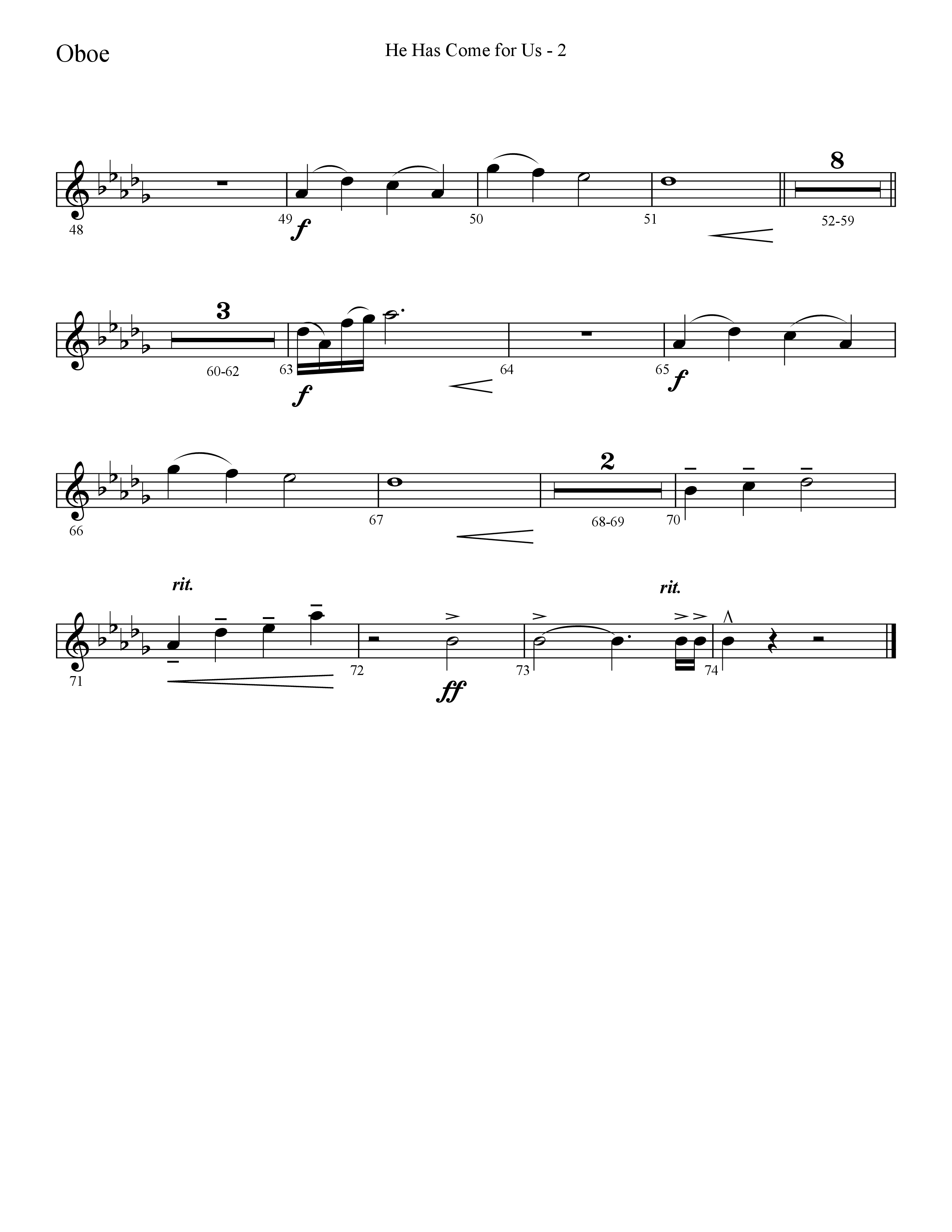 He Has Come For Us (God Rest Ye Merry Gentlemen) (Choral Anthem SATB) Oboe (Lifeway Choral / Arr. Cliff Duren)