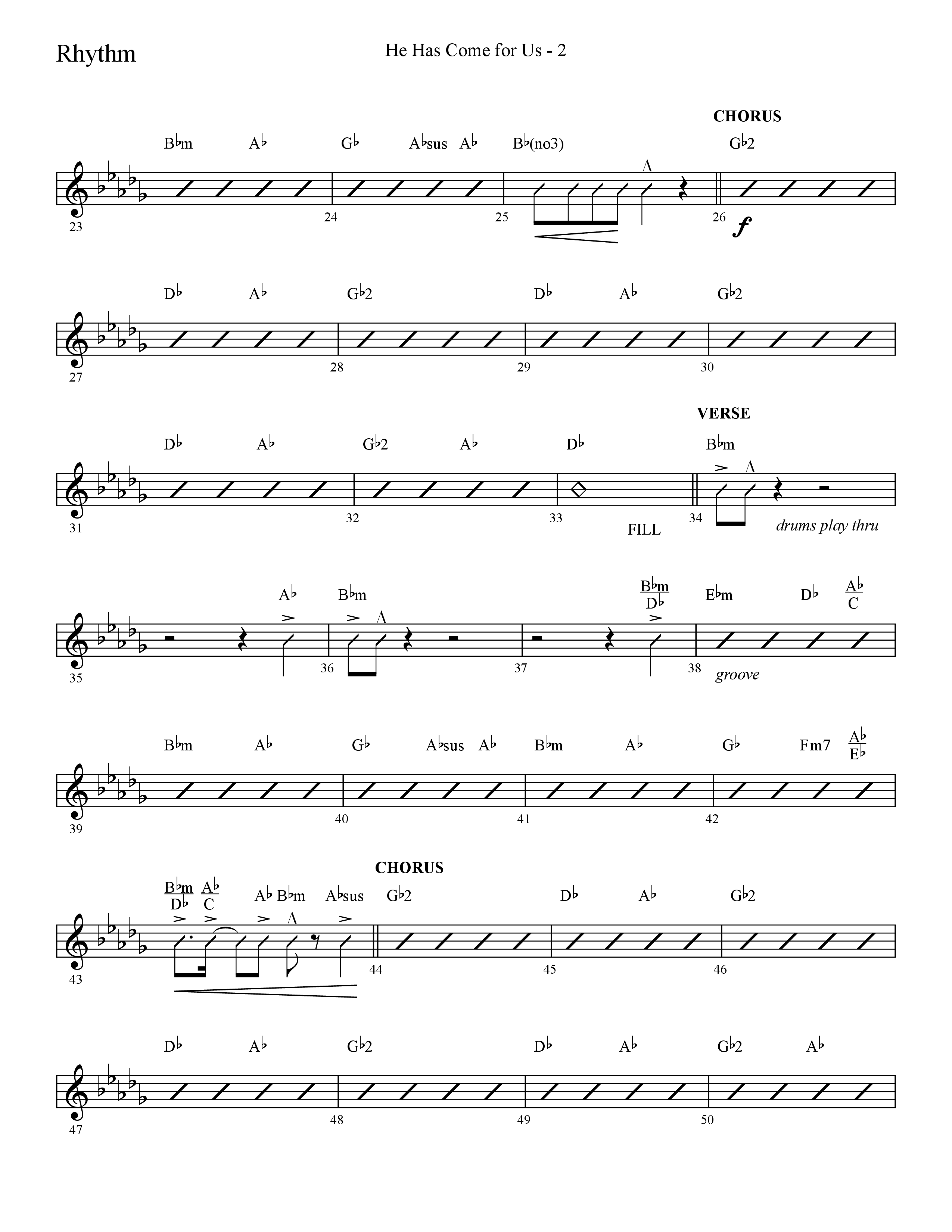 He Has Come For Us (God Rest Ye Merry Gentlemen) (Choral Anthem SATB) Rhythm Chart (Lifeway Choral / Arr. Cliff Duren)