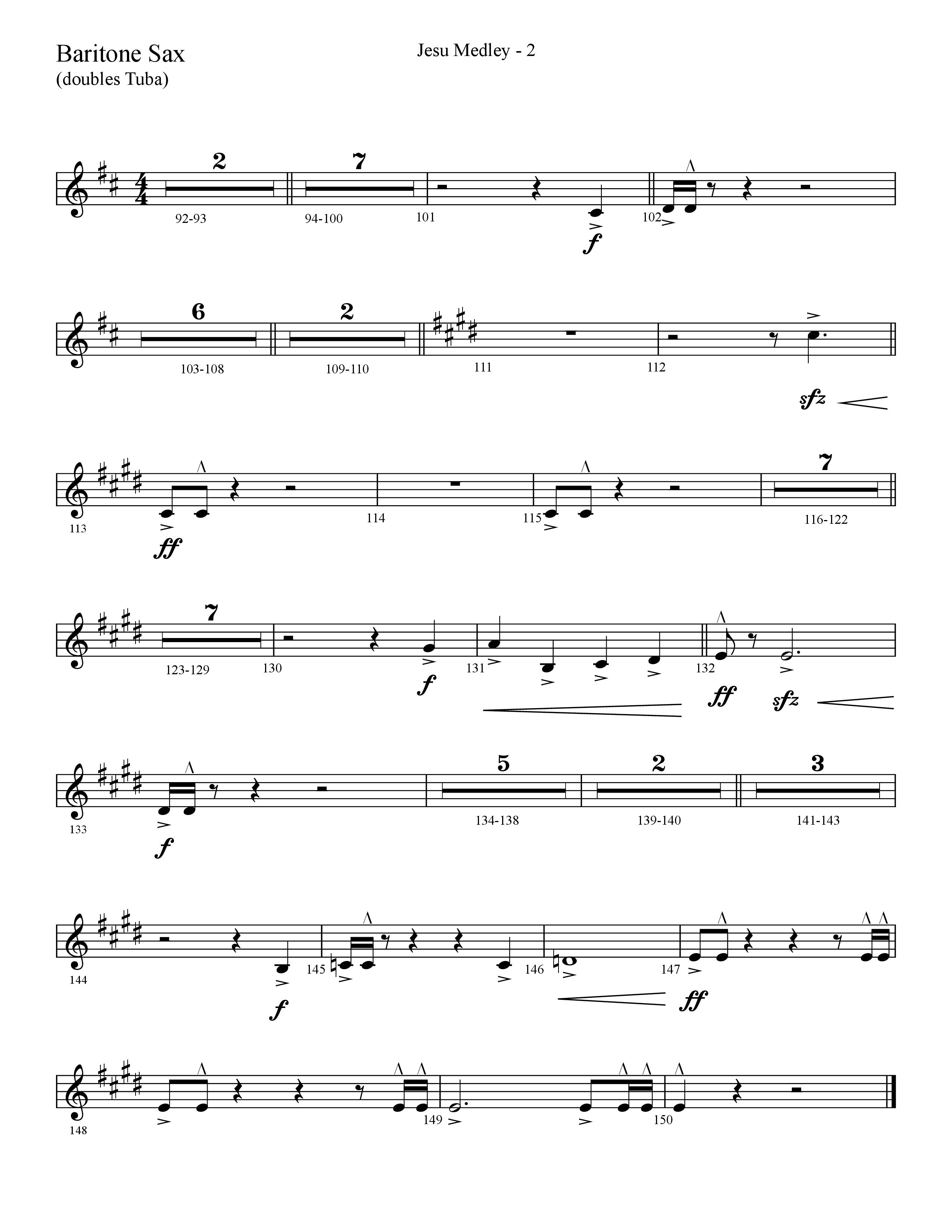 Jesu Medley (with Jesu Joy Of Man’s Desiring, Unto Us, What Child Is This, Alleluia To The King (Choral Anthem SATB) Bari Sax (Lifeway Choral / Arr. Cliff Duren)